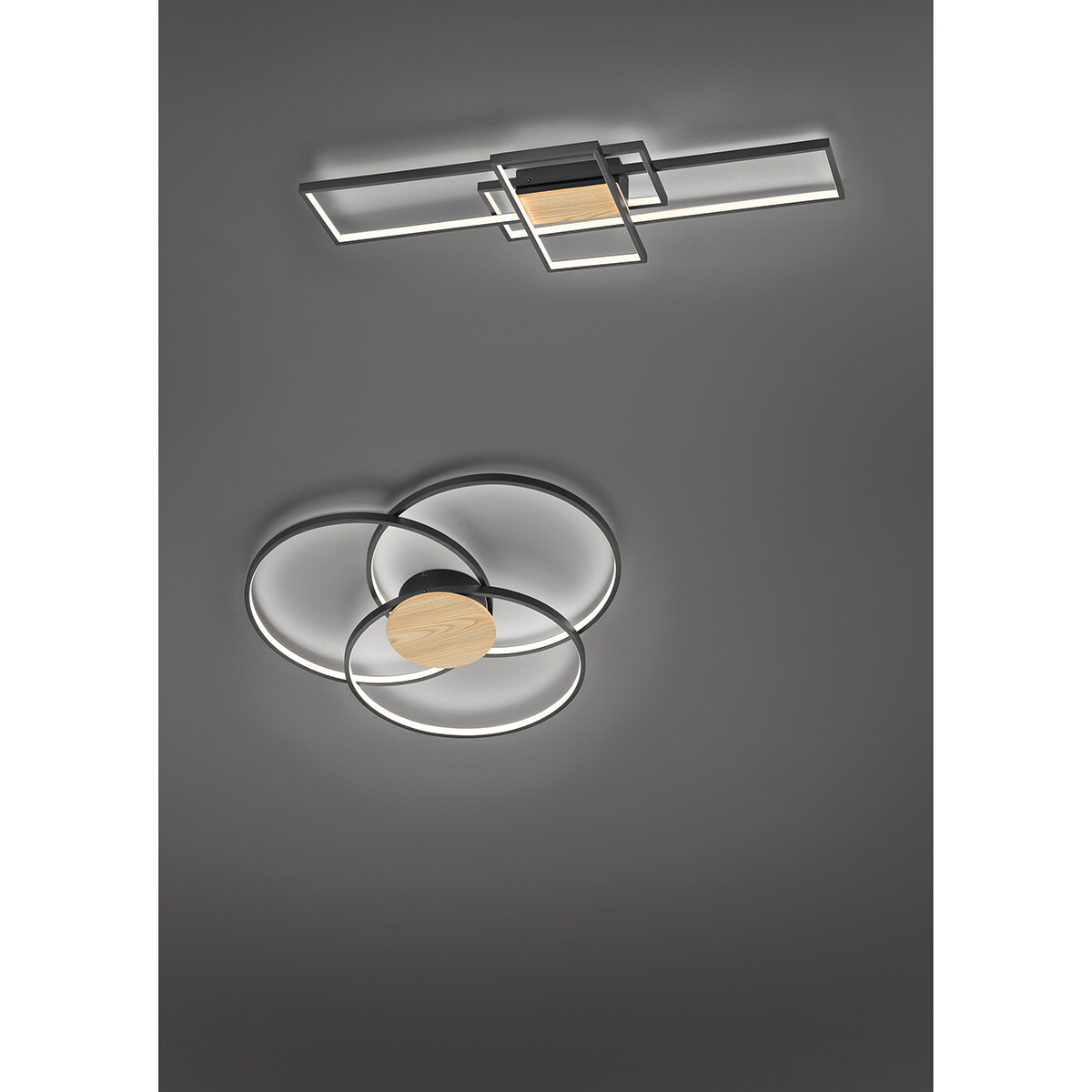 LED Plafondlamp - Trion Tucino - 35W - Warm Wit 3000K - Dimbaar - Rechthoek - Mat Zwart - Aluminium