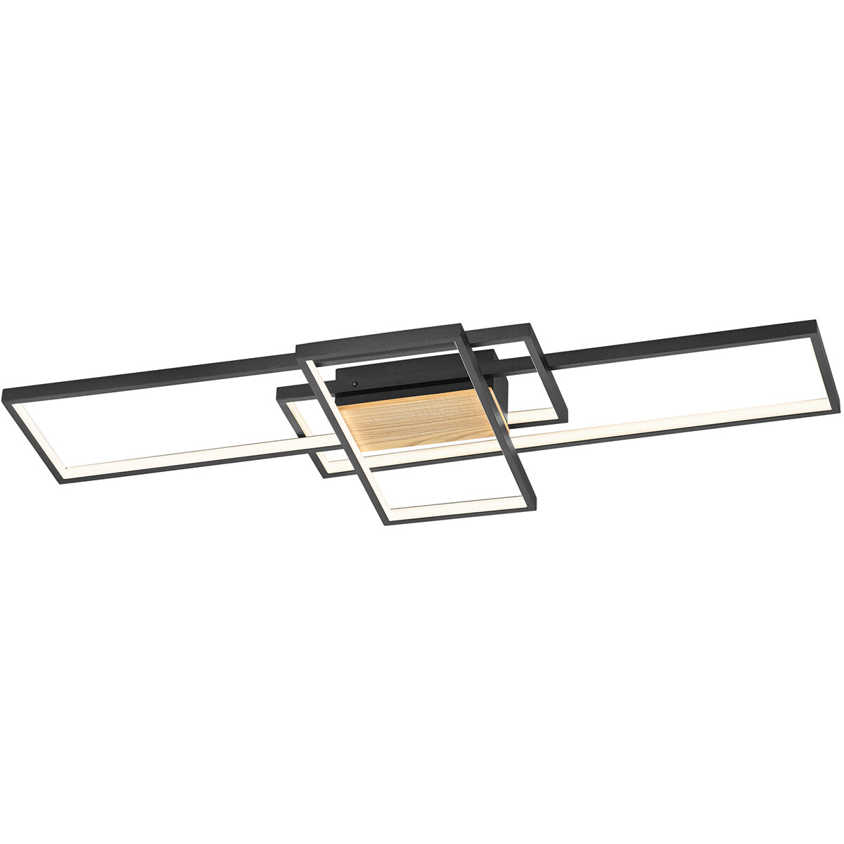 LED Plafondlamp - Trion Tucino - 35W - Warm Wit 3000K - Dimbaar - Rechthoek - Mat Zwart - Aluminium