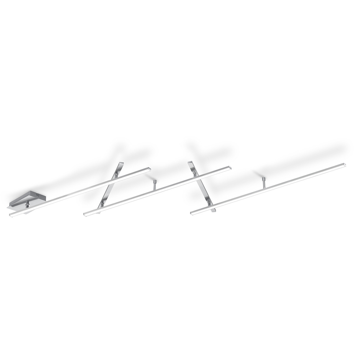 LED Plafondlamp - Trion Undiro - 9W - Warm Wit 3000K - 5-lichts - Dimbaar - Rechthoek - Mat Nikkel - Aluminium