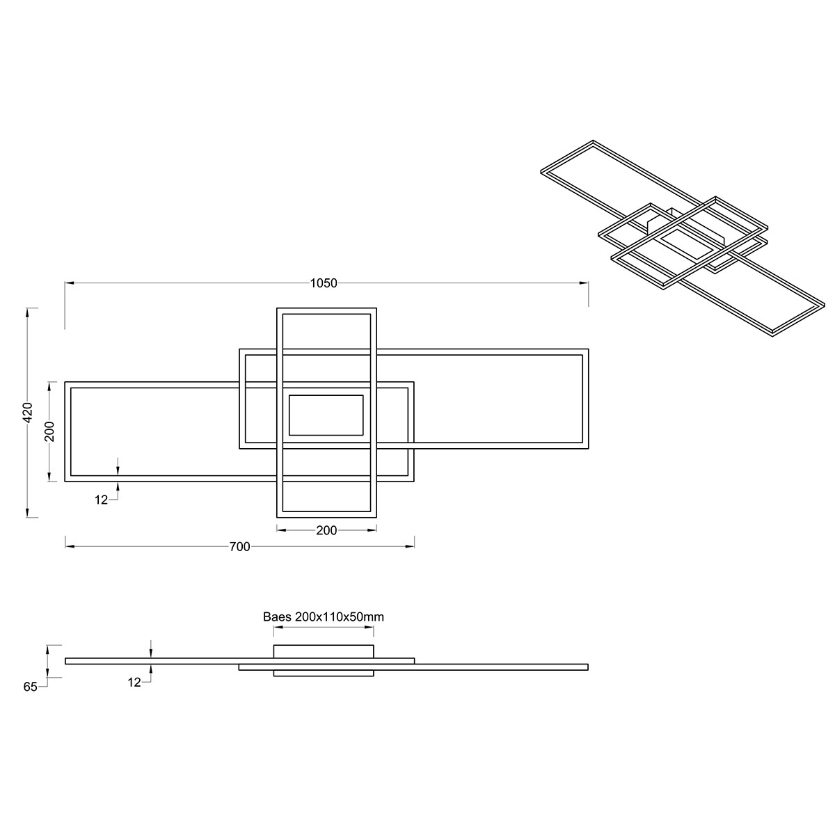 LED Plafondlamp - Plafondverlichting - Trion Urano - 60W - Aanpasbare Kleur - Afstandsbediening - Dimbaar - Rechthoek - Mat Nikkel - Aluminium