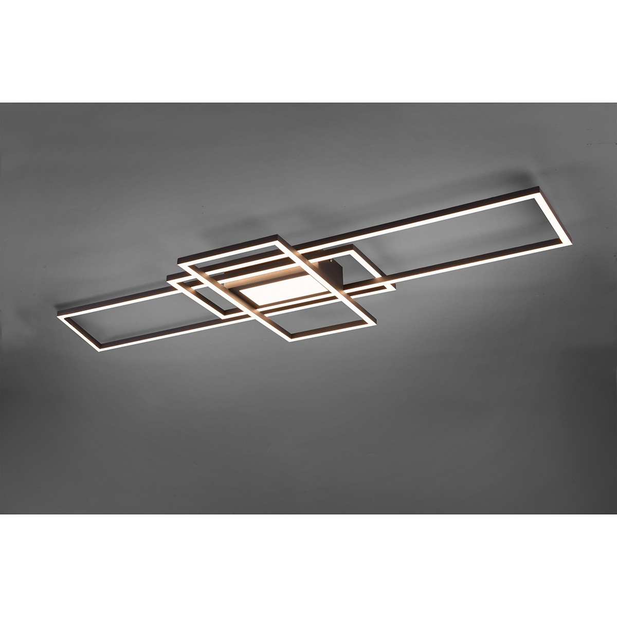 LED Plafondlamp - Plafondverlichting - Trion Urano - 60W - Aanpasbare Kleur - Afstandsbediening - Dimbaar - Rechthoek - Mat Antraciet - Aluminium