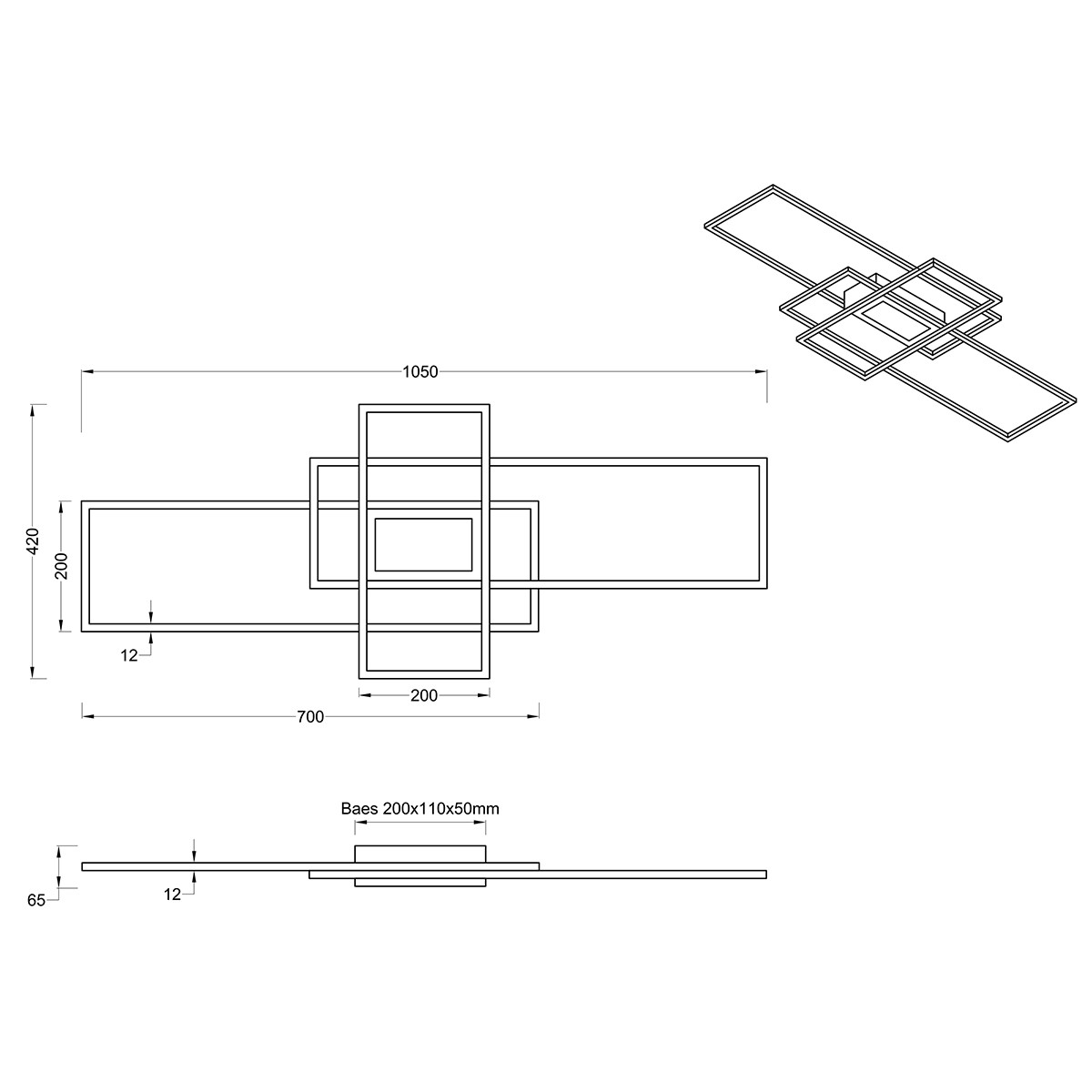 LED Plafondlamp - Plafondverlichting - Trion Urano - 60W - Aanpasbare Kleur - Afstandsbediening - Dimbaar - Rechthoek - Mat Antraciet - Aluminium