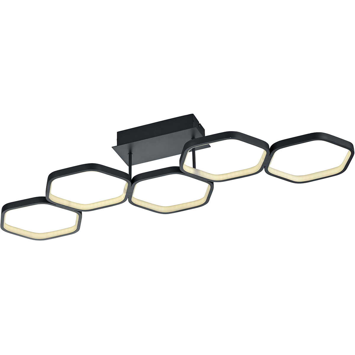 LED Plafondlamp - Trion Vigon - 24W - Warm Wit 3000K -  Dimbaar - Rechthoek - Mat Antraciet - Aluminium