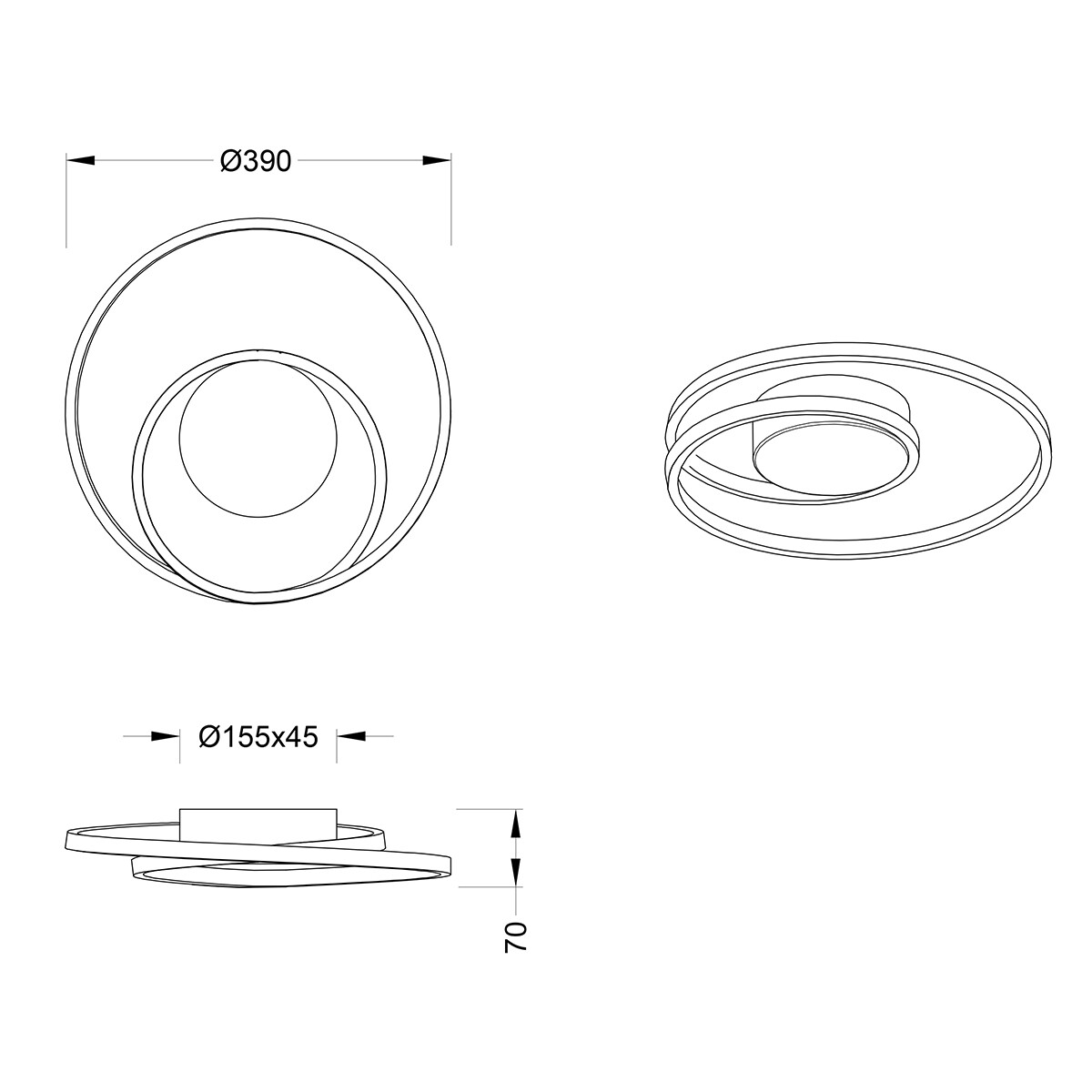 LED Plafondlamp - Trion Zobun - 22W - Warm Wit 3000K - Dimbaar - Rond - Mat Titaan - Aluminium