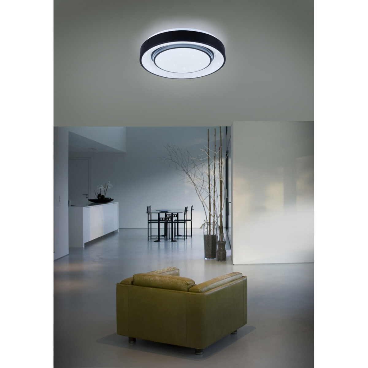 LED Plafondlamp WiZ - Smart LED - Plafondverlichting - Trion Monan - 20W - Aanpasbare Kleur - RGBW - Dimbaar - Rond - Mat Zwart - Aluminium