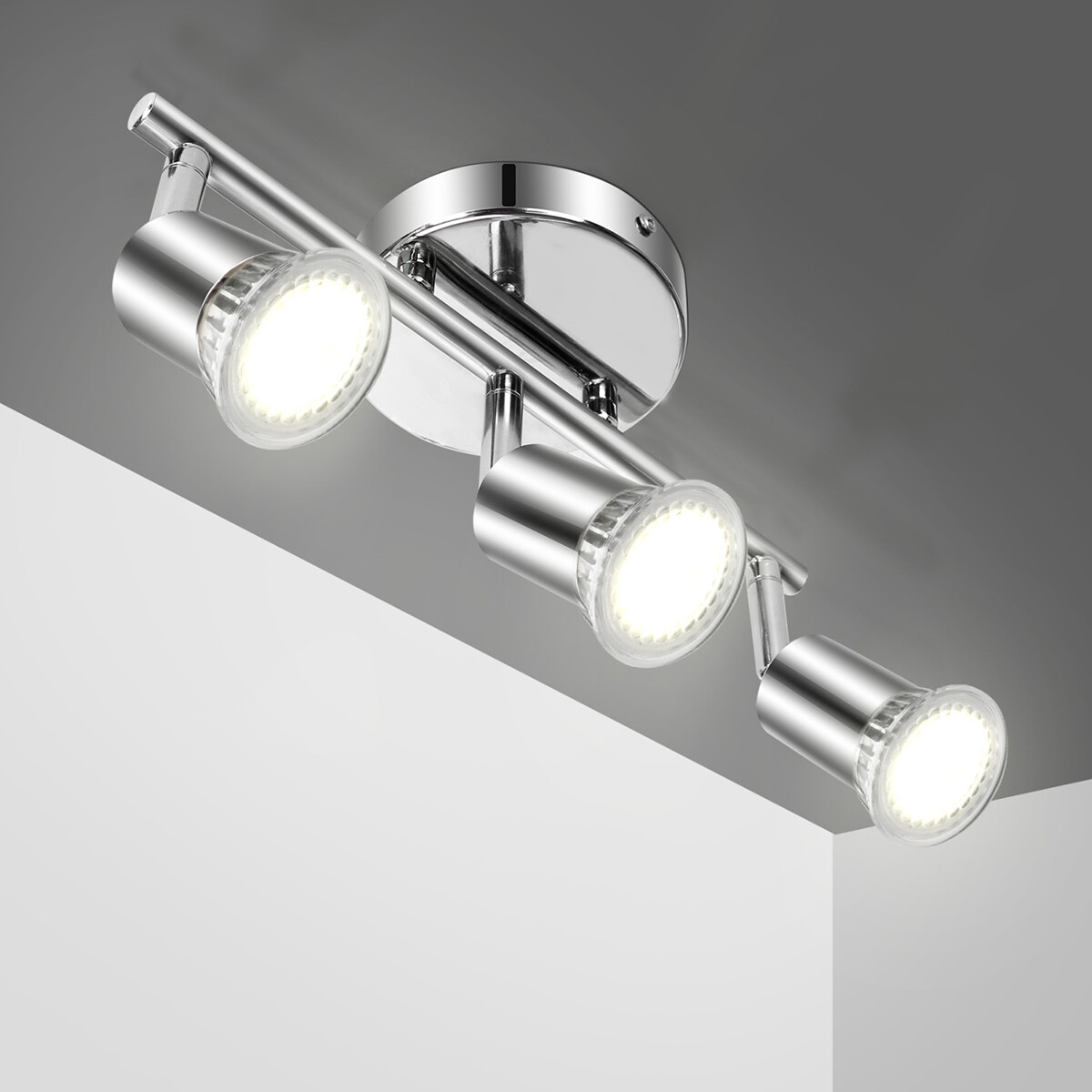 LED Plafondspot - Aigi Apolo - GU10 Fitting - 3-lichts - Rechthoek - Mat Zilver - Aluminium