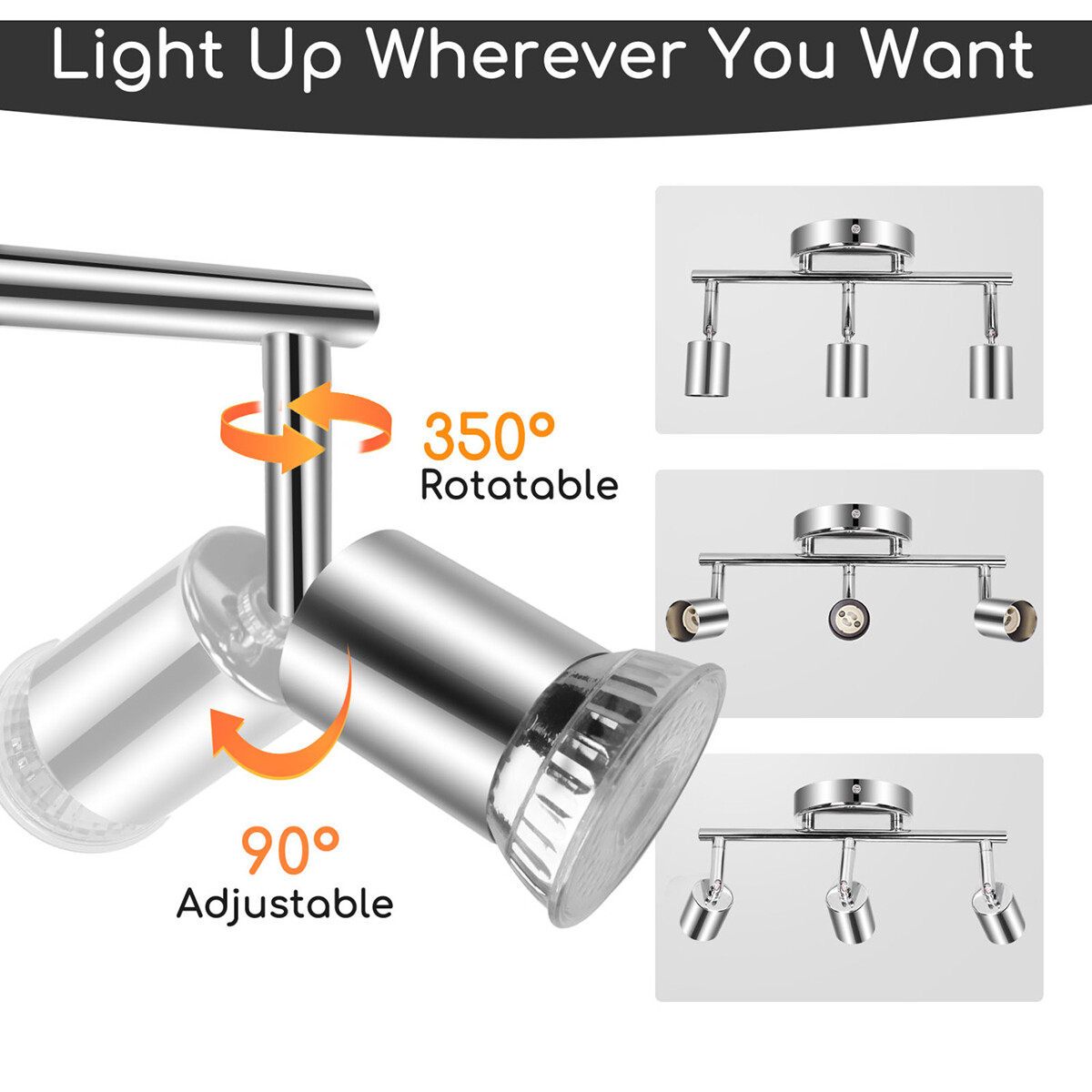 LED Plafondspot - Aigi Apolo - GU10 Fitting - 3-lichts - Rechthoek - Mat Zilver - Aluminium