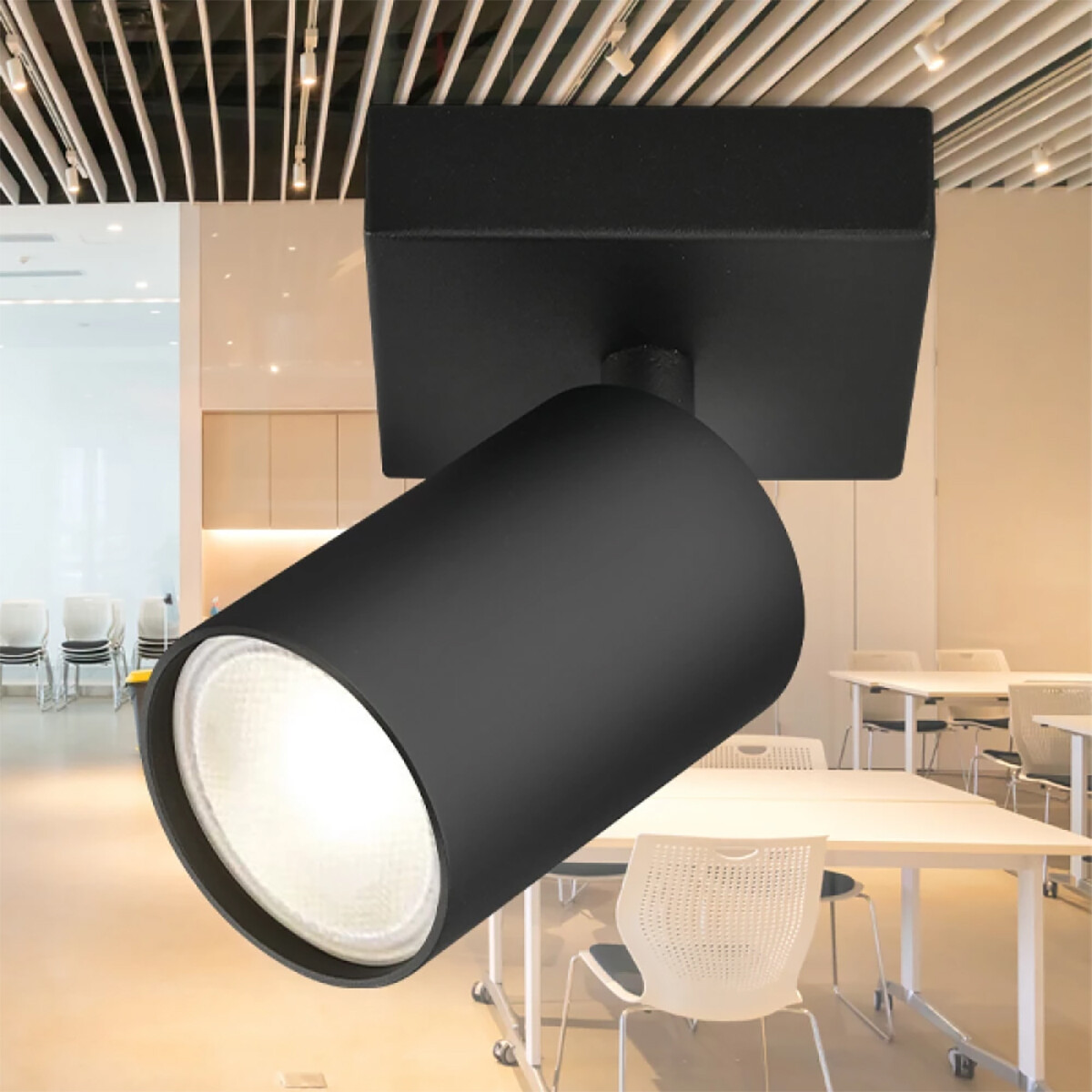 LED Plafondspot - Brinton Betin - GU10 Fitting - 1-lichts - Rond - Mat Zwart - Kantelbaar - Aluminium