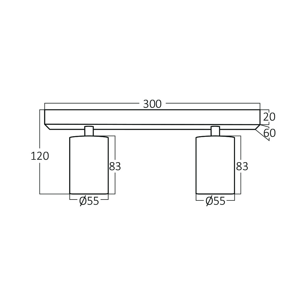 LED Plafondspot - Brinton Betin - GU10 Fitting - 2-lichts - Rond - Mat Zwart - Kantelbaar - Aluminium