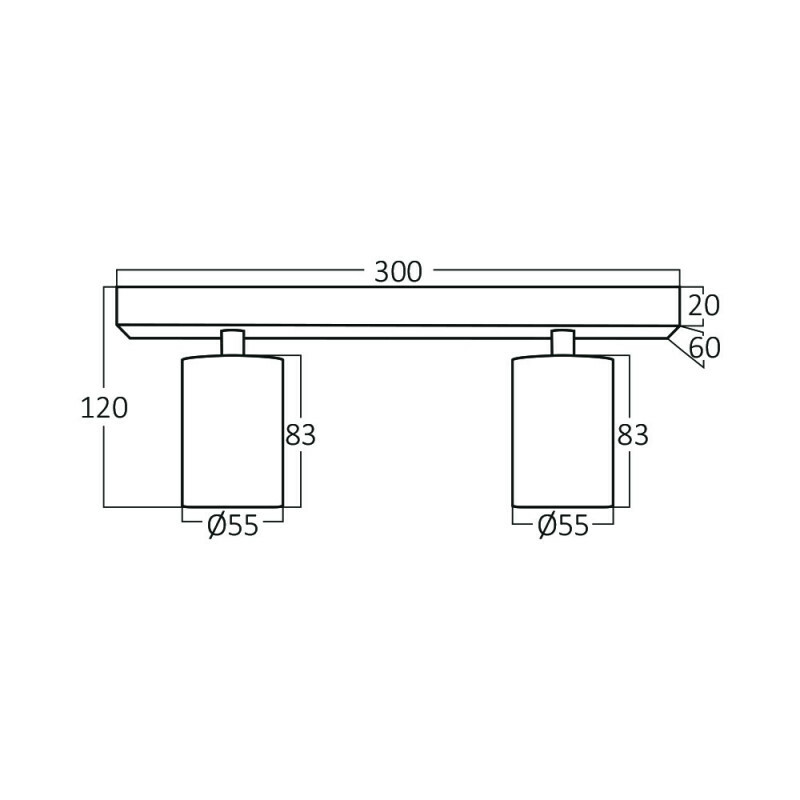 LED Plafondspot - Brinton Betin - GU10 Fitting - 2-lichts - Rond - Mat Zwart - Kantelbaar - Aluminium - Philips - CorePro 830 36D - 7W - Warm Wit 3000K