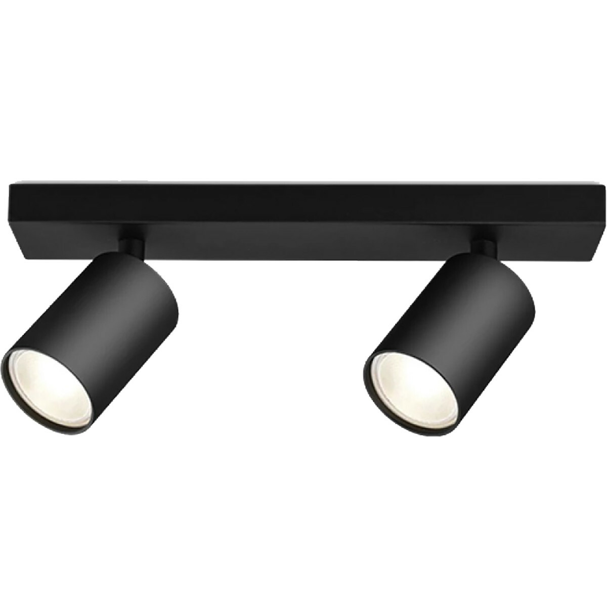 LED Plafondspot - Brinton Betin - GU10 Fitting - 2-lichts - Rond - Mat Zwart - Kantelbaar - Aluminium - Philips - CorePro 830 36D - Dimbaar - 10W - Warm Wit 3000K product afbeelding