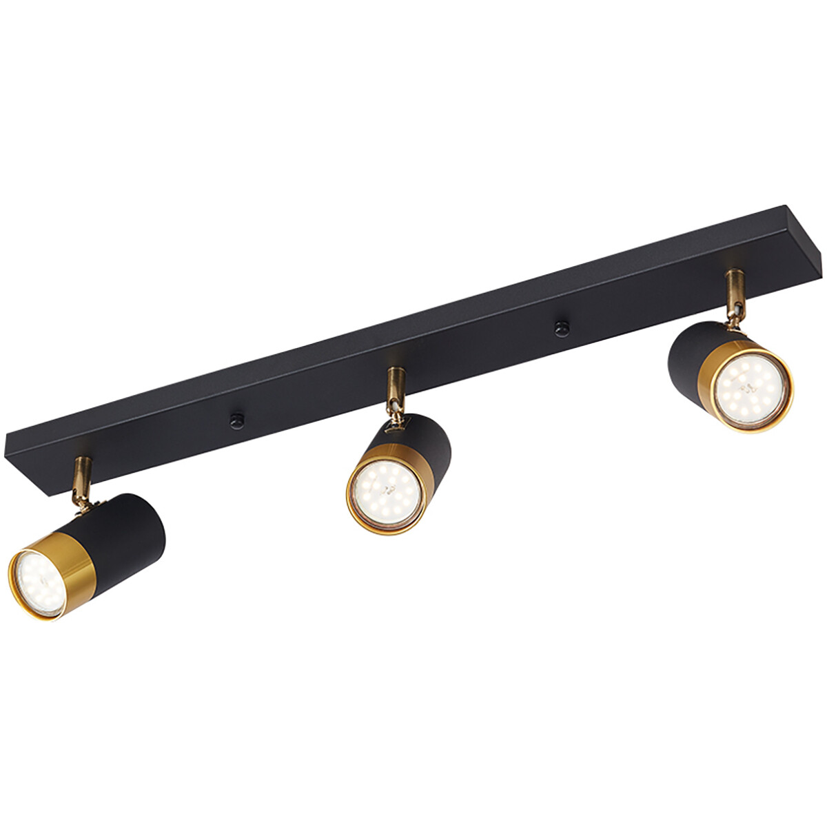 LED Plafondspot - Brinton Tronta - GU10 Fitting - 3-lichts - Kantelbaar - Rond/Rechthoek - Zwart/Goud