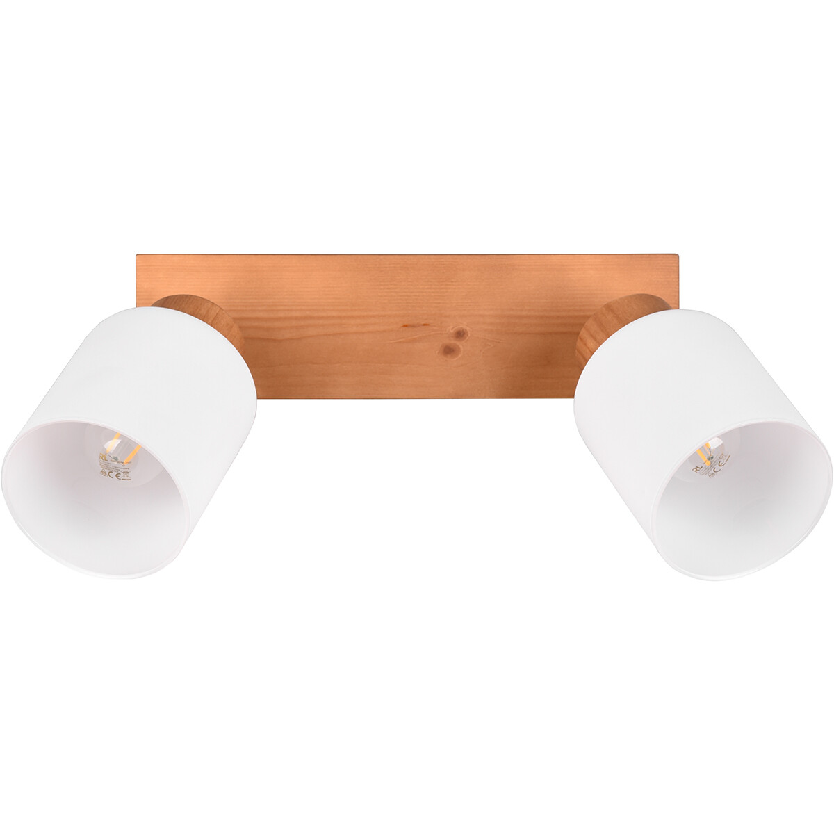 LED Plafondspot - Plafondverlichting - Trion Asmara - E14 Fitting - 2-lichts - Rechthoek - Mat Bruin - Hout