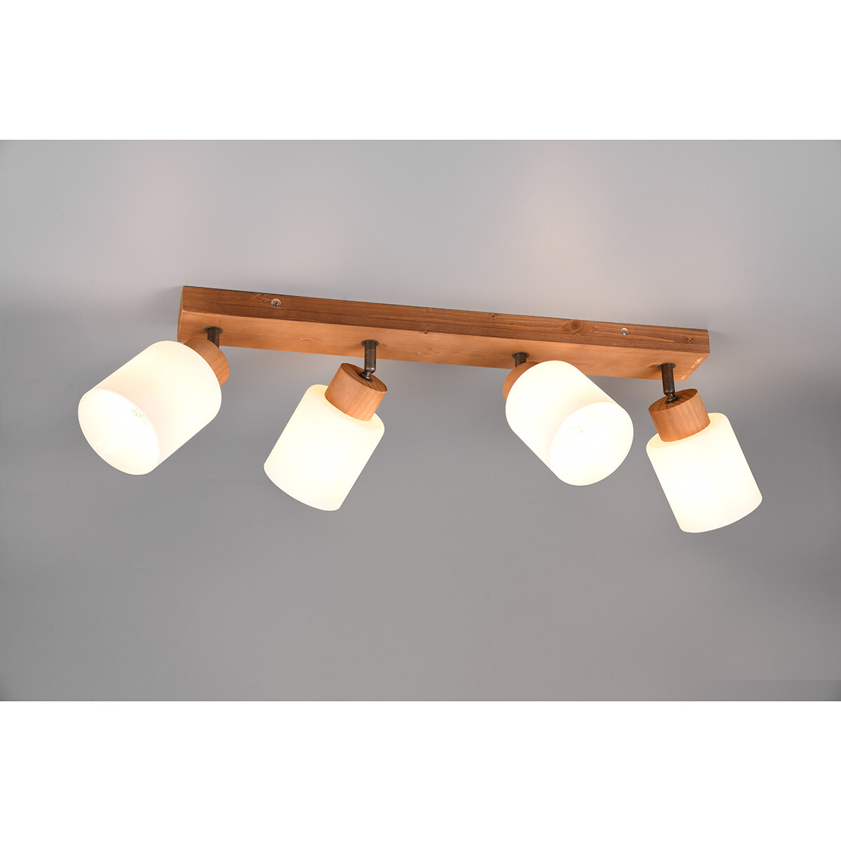 LED Plafondspot - Plafondverlichting - Trion Asmara - E14 Fitting - 4-lichts - Rechthoek - Mat Bruin - Hout