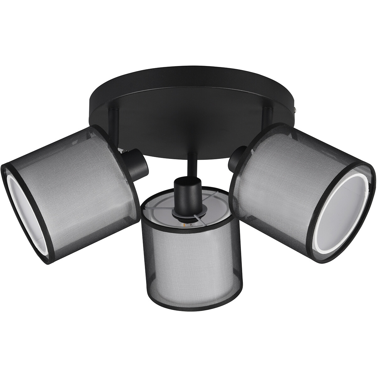 LED Plafondspot - Plafondverlichting - Trion Bidon - E14 Fitting - 3-lichts - Rond - Mat Zwart - Aluminium