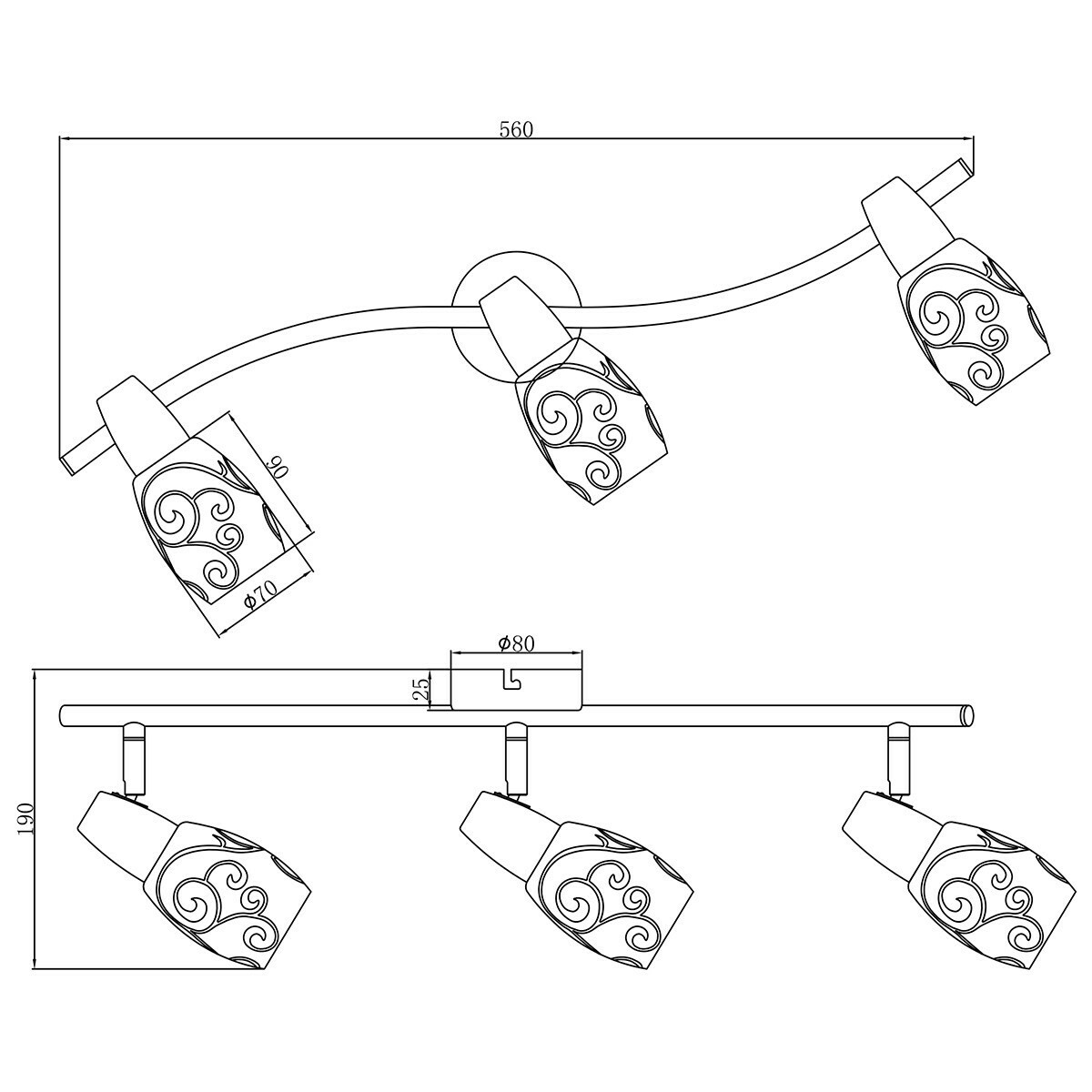 LED Plafondspot - Plafondverlichting - Trion Kalora - E14 Fitting - 3-lichts - Rechthoek - Mat Nikkel - Aluminium