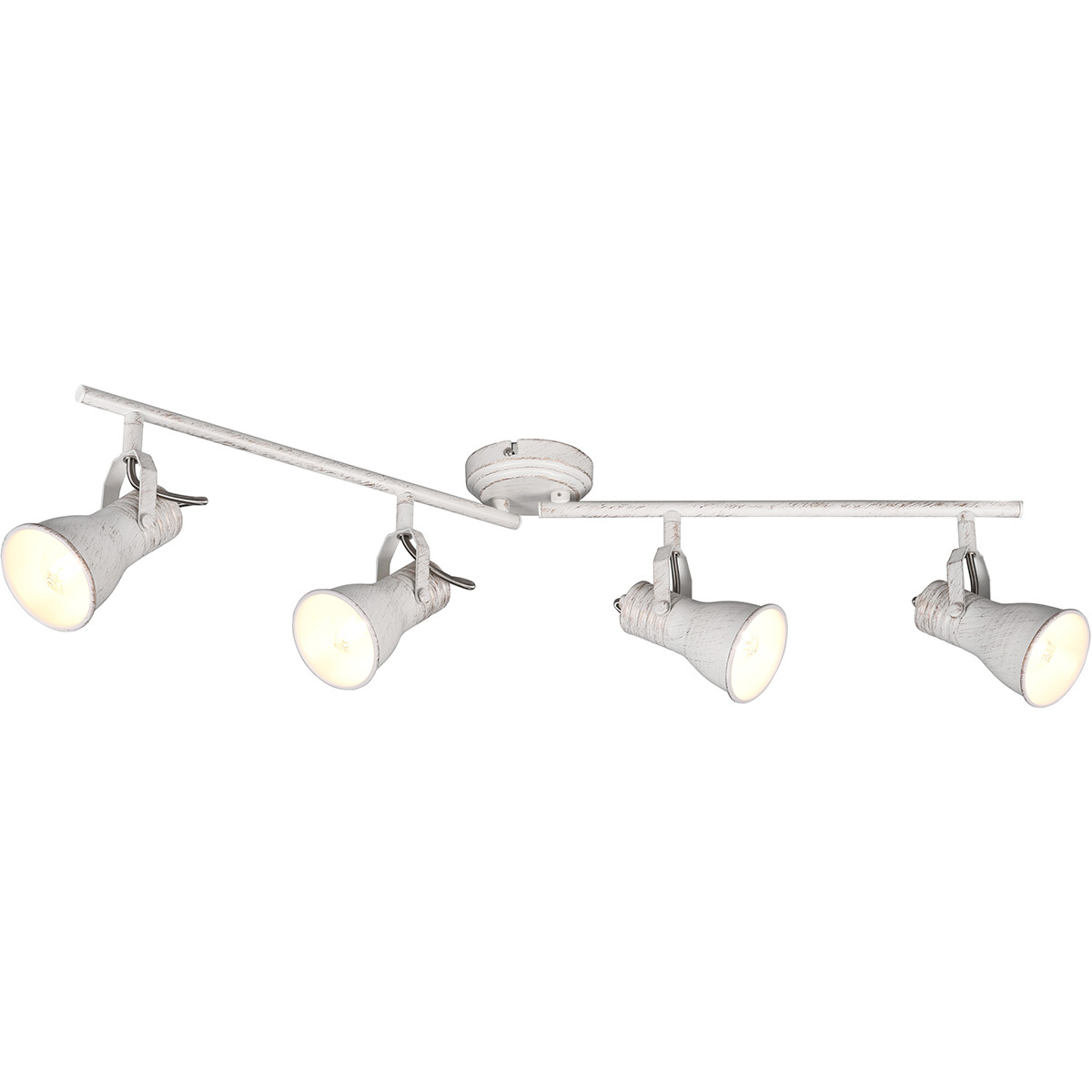 LED Plafondspot - Plafondverlichting - Trion Sanita - E14 Fitting - 4-lichts - Rechthoek - Antiek Wit - Aluminium