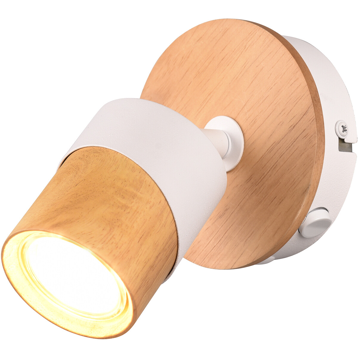 LED Plafondspot - Trion Arnia - GU10 Fitting - 1-lichts - Rond - Hout/Wit - Natuurhout