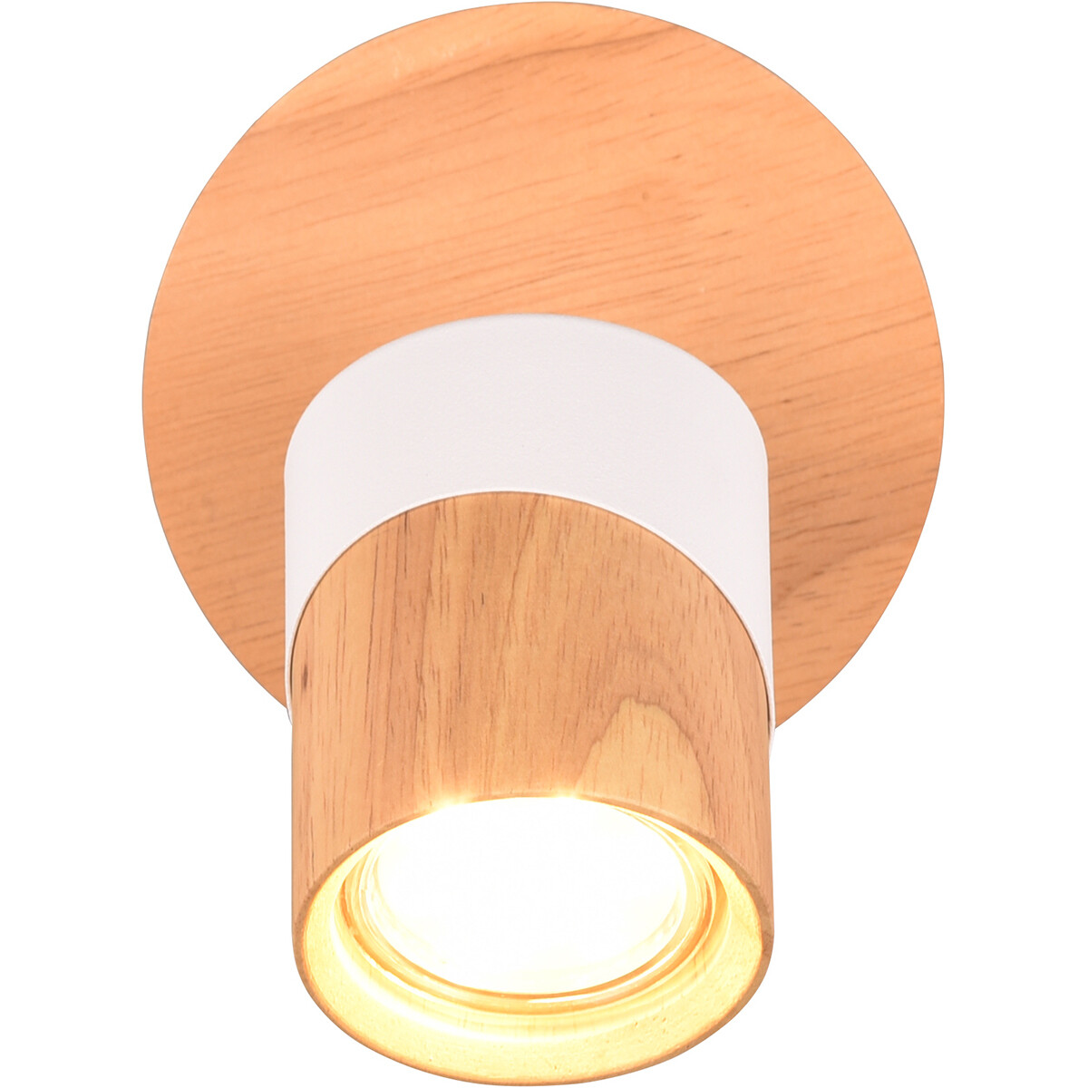 LED Plafondspot - Trion Arnia - GU10 Fitting - 1-lichts - Rond - Hout/Wit - Natuurhout