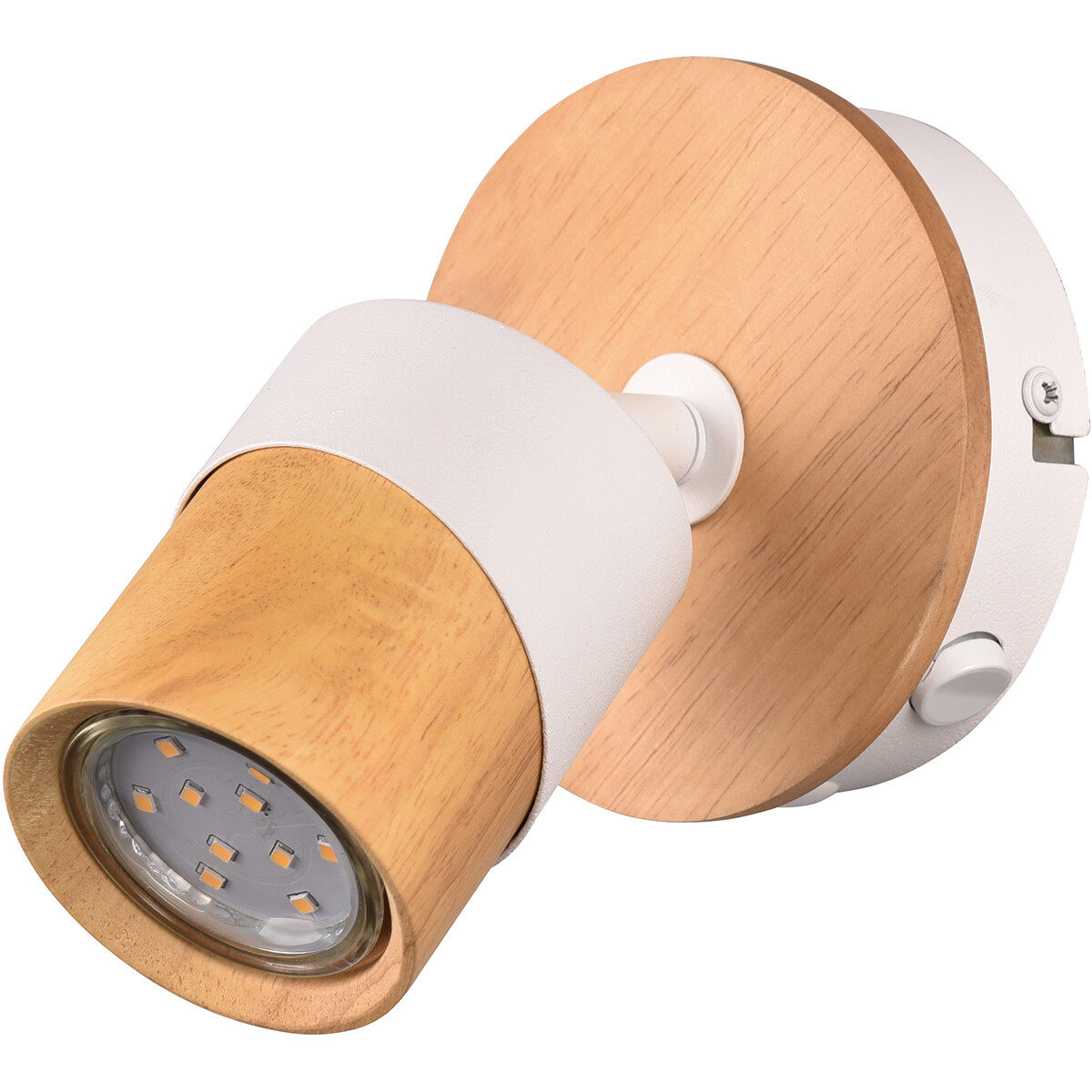 LED Plafondspot - Trion Arnia - GU10 Fitting - 1-lichts - Rond - Hout/Wit - Natuurhout