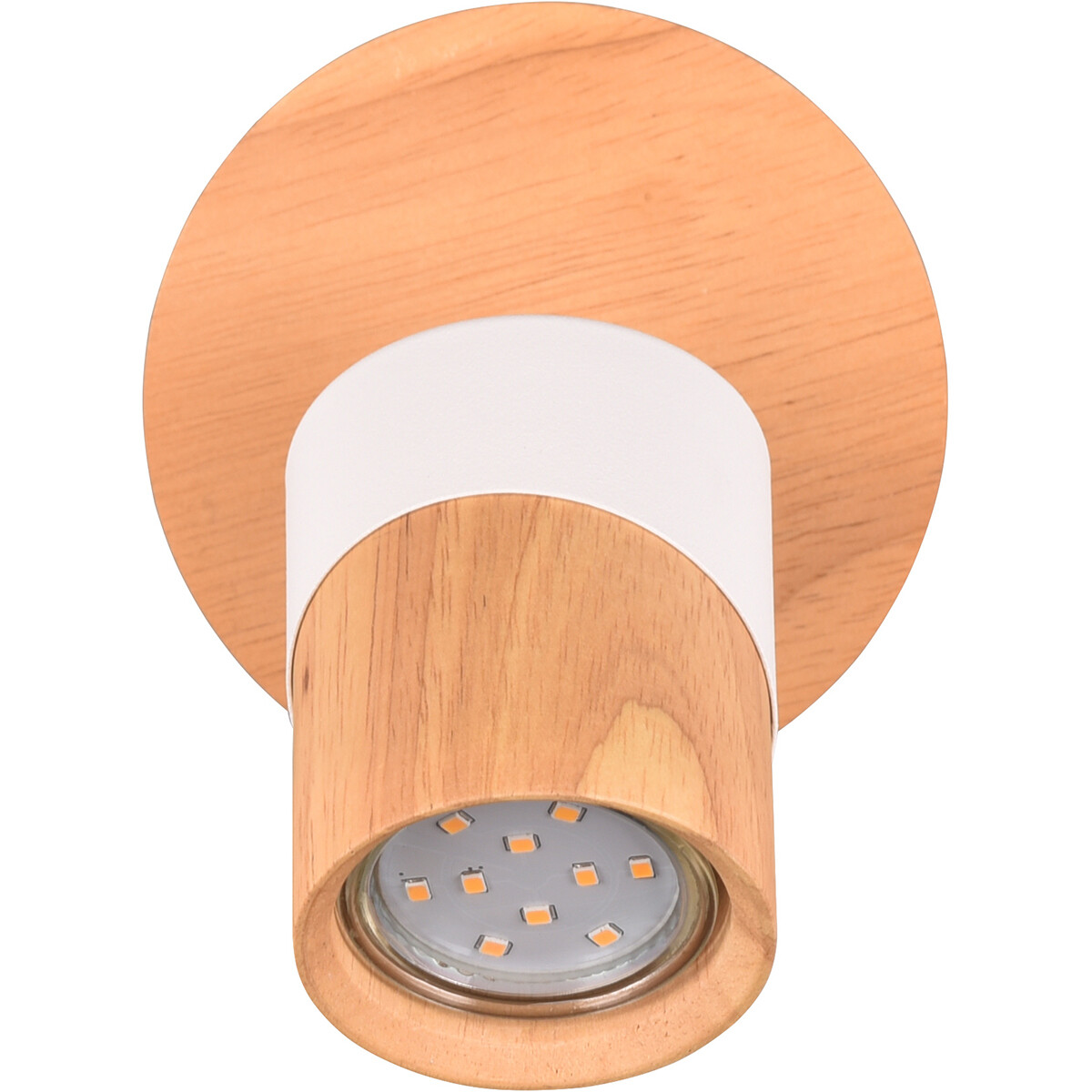 LED Plafondspot - Trion Arnia - GU10 Fitting - 1-lichts - Rond - Hout/Wit - Natuurhout