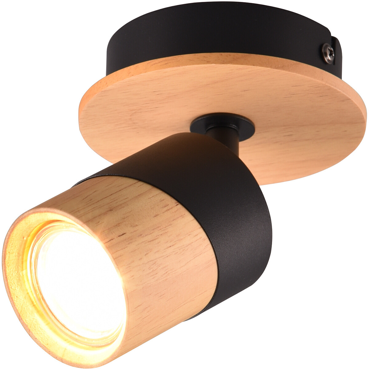 LED Plafondspot - Trion Arnia - GU10 Fitting - 1-lichts - Rond - Hout/Zwart - Natuurhout