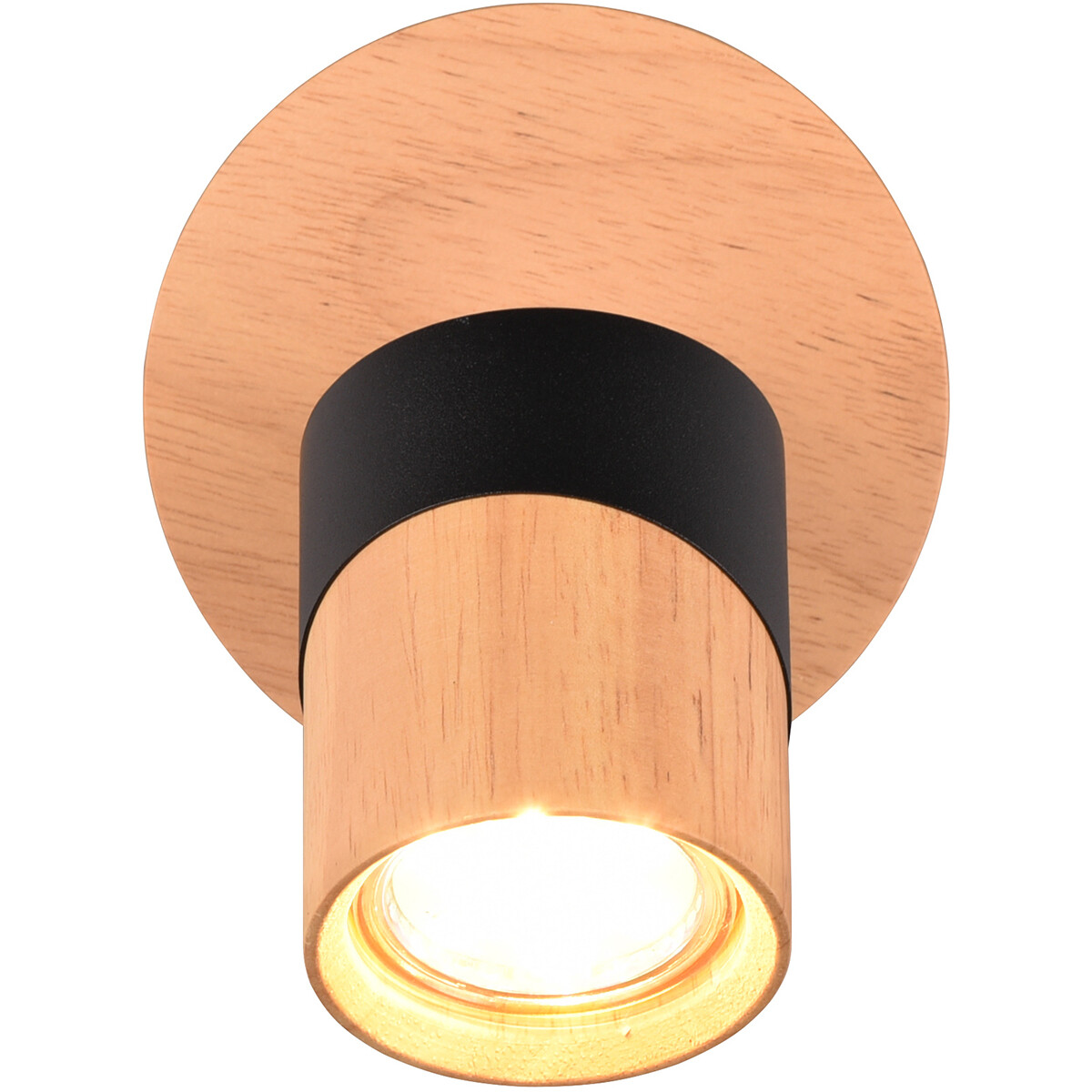 LED Plafondspot - Trion Arnia - GU10 Fitting - 1-lichts - Rond - Hout/Zwart - Natuurhout