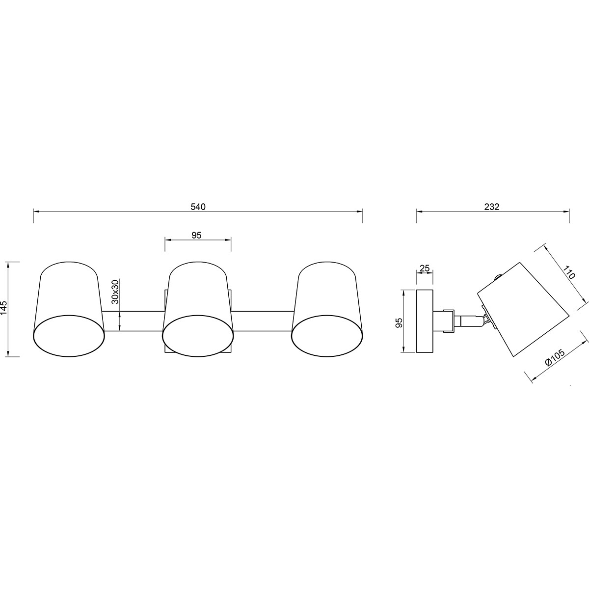 LED Plafondspot - Trion Bimm - E14 Fitting - 3-lichts - Rond - Antiek Nikkel - Aluminium