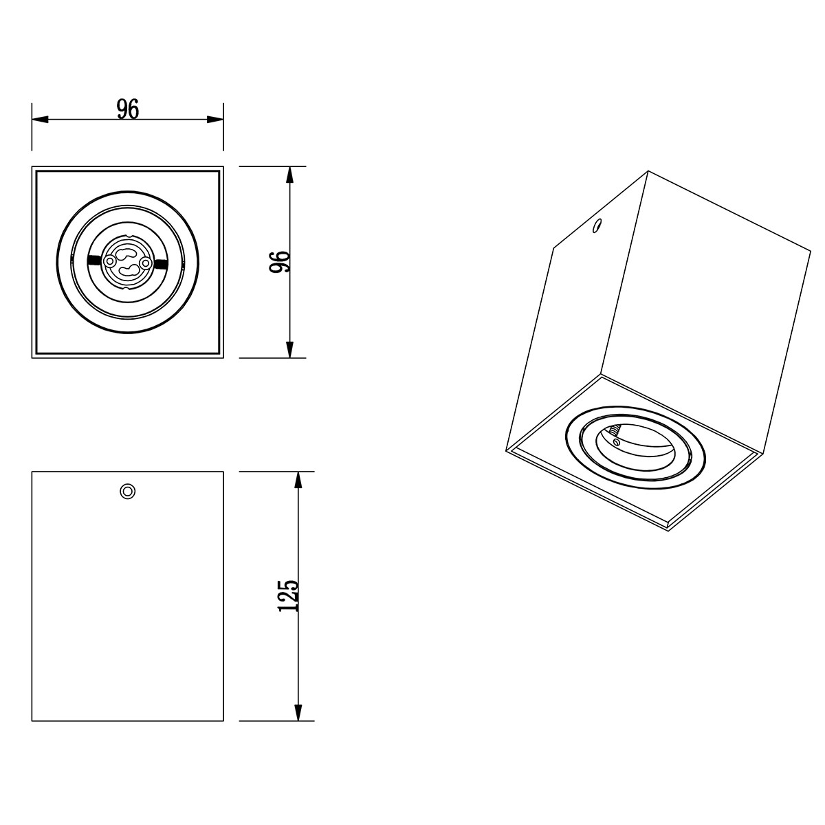 LED Plafondspot - Trion Bisqy - GU10 Fitting - 1-lichts - Vierkant - Mat Wit - Aluminium