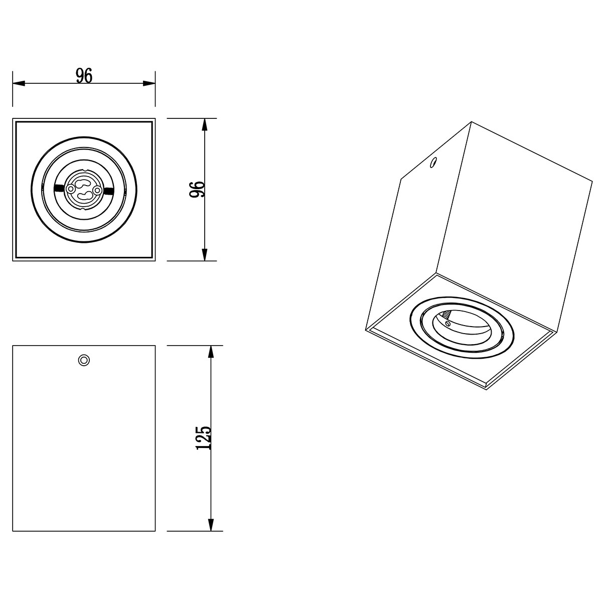 LED Plafondspot - Trion Bisqy - GU10 Fitting - 1-lichts - Vierkant - Mat Zwart - Aluminium