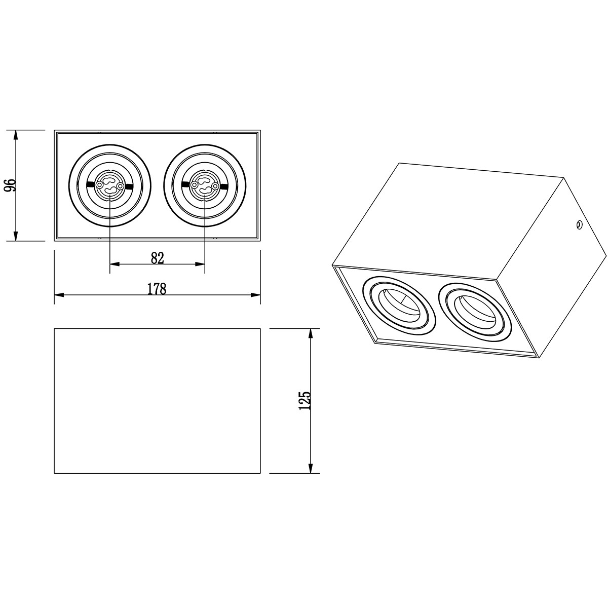 LED Plafondspot - Trion Bisqy - GU10 Fitting - 2-lichts - Rechthoek - Mat Wit - Aluminium