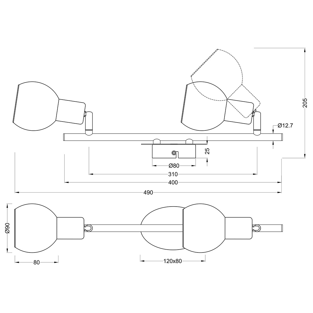 LED Plafondspot - Trion Brista - E14 Fitting - 2-lichts - Rond - Glans Chroom - Aluminium