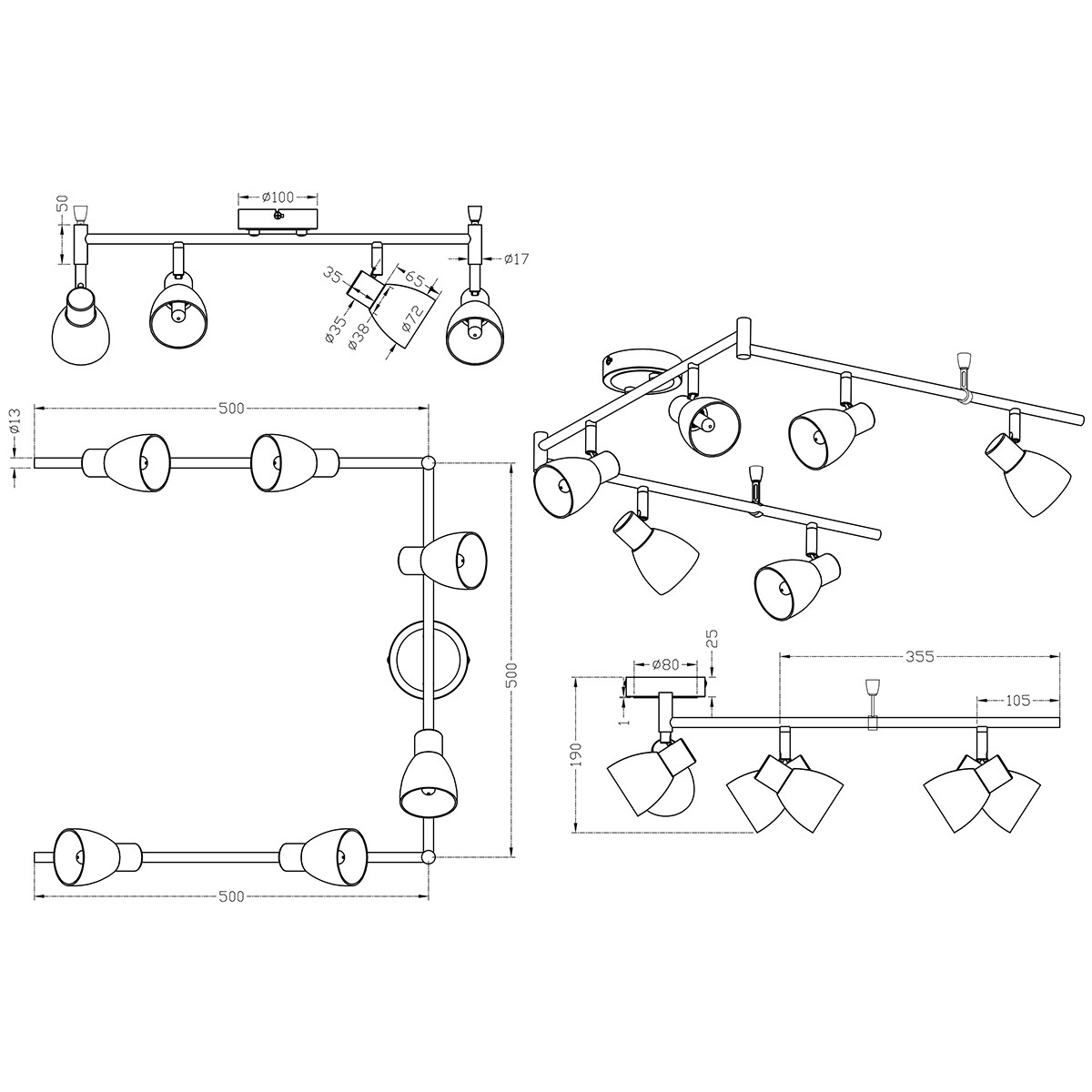 LED Plafondspot - Trion Caru - 18W - G9 Fitting - Warm Wit 3000K - 6-lichts - Dimbaar - Rechthoek - Mat Nikkel - Aluminium