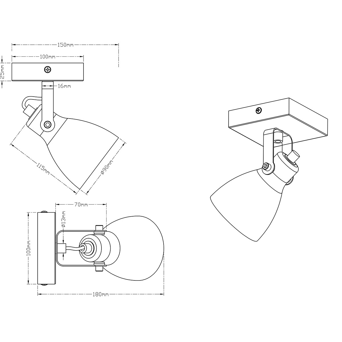 LED Plafondspot - Trion Conry - GU10 Fitting - 1-lichts - Vierkant - Mat Grijs Beton Look - Aluminium