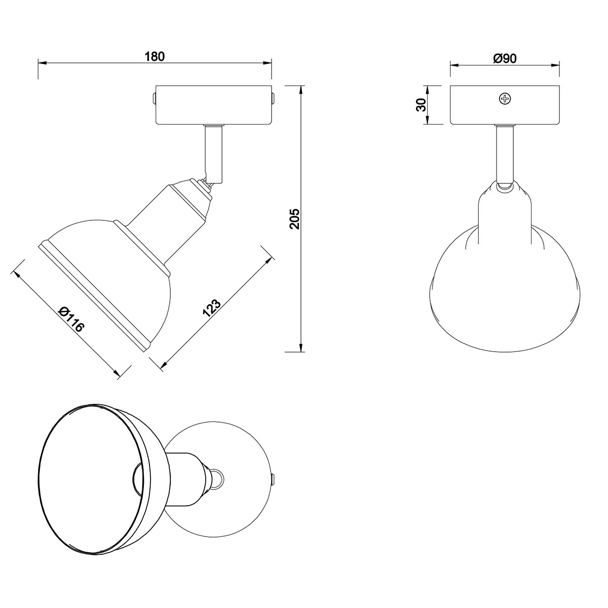 LED Wandspot - Trion Delvira - E14 Fitting - 1-lichts - Rond - Antiek Nikkel - Aluminium