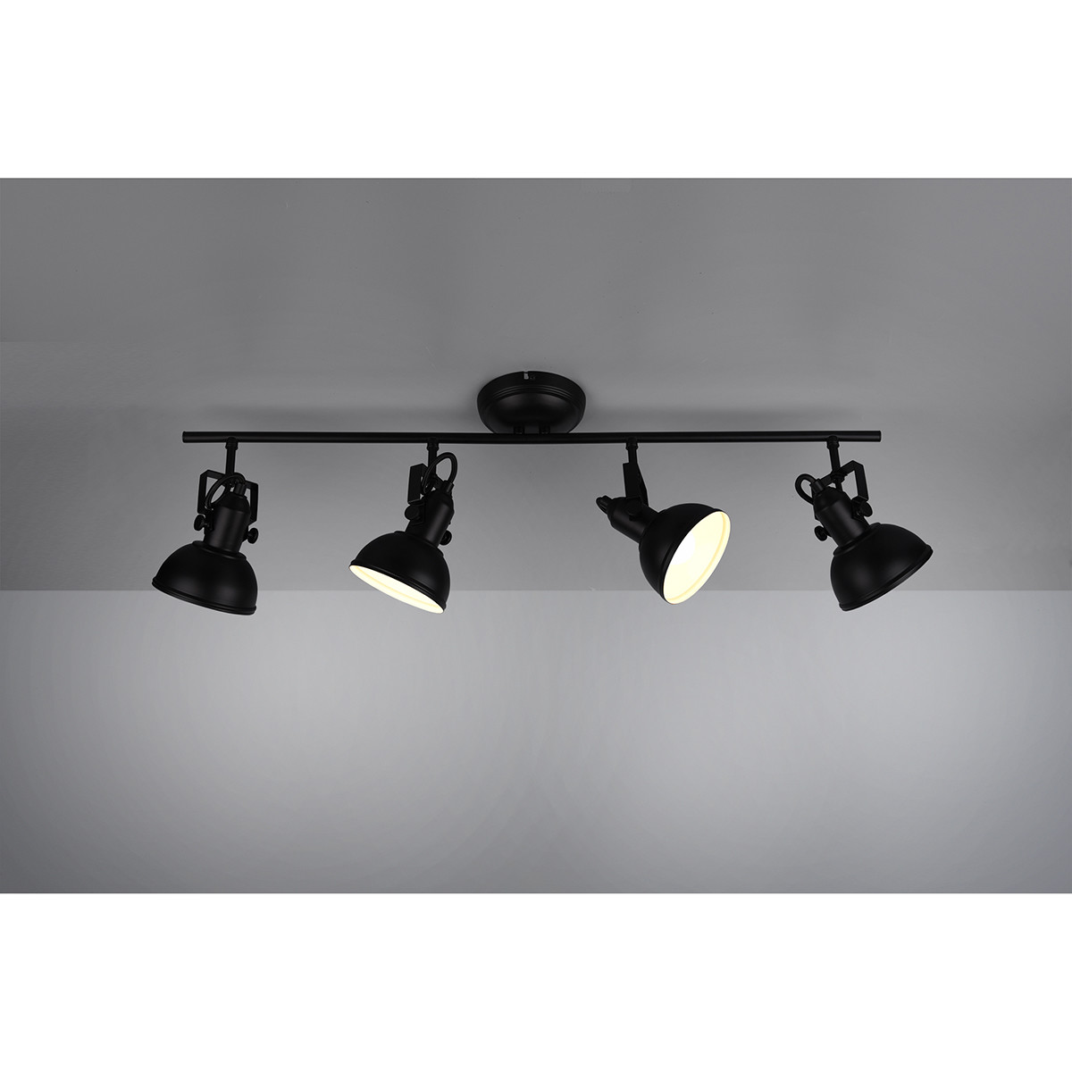 LED Plafondspot - Trion Gini - E14 Fitting - 4-lichts - Rechthoek - Mat Zwart - Aluminium