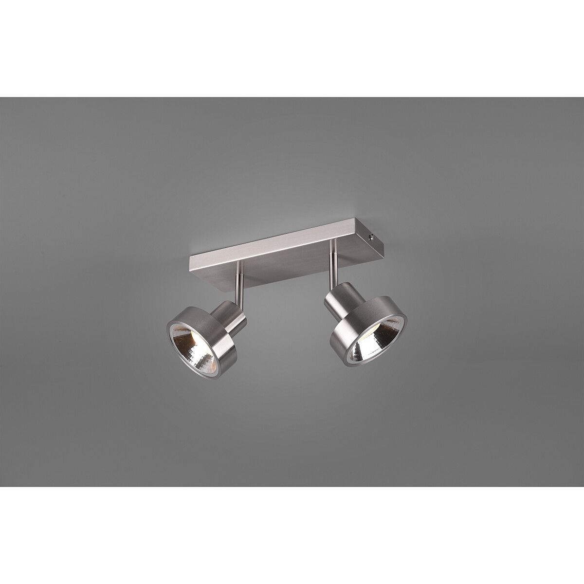 LED Plafondspot - Trion Leonida - GU10 Fitting - 2-lichts - Rechthoek - Mat Nikkel - Aluminium