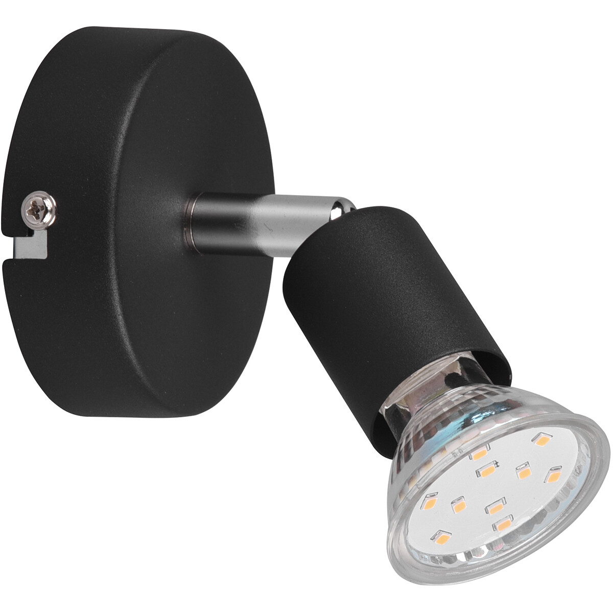 LED Wandspot - Trion Pamo - GU10 Fitting - 1-lichts - Rond - Mat Zwart - Aluminium