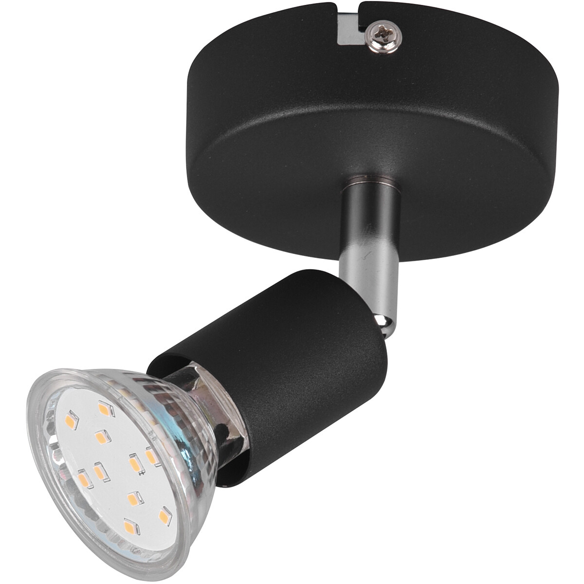 LED Wandspot - Trion Pamo - GU10 Fitting - 1-lichts - Rond - Mat Zwart - Aluminium