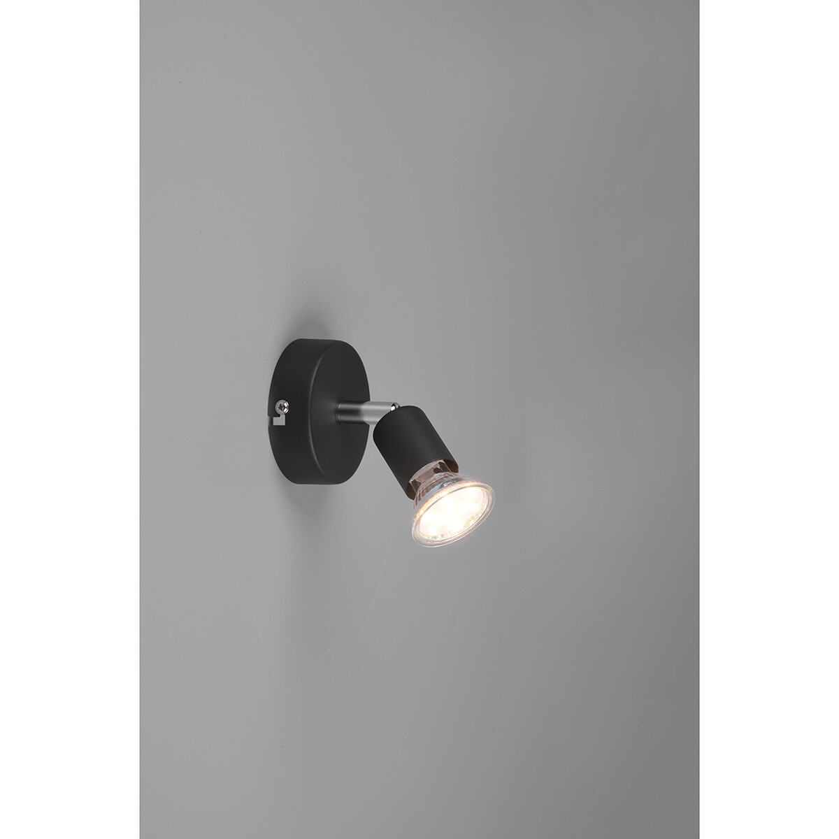 LED Wandspot - Trion Pamo - GU10 Fitting - 1-lichts - Rond - Mat Zwart - Aluminium