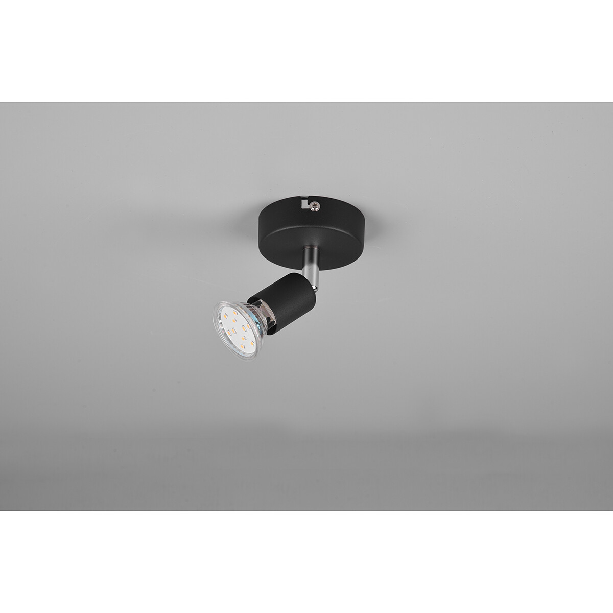 LED Wandspot - Trion Pamo - GU10 Fitting - 1-lichts - Rond - Mat Zwart - Aluminium