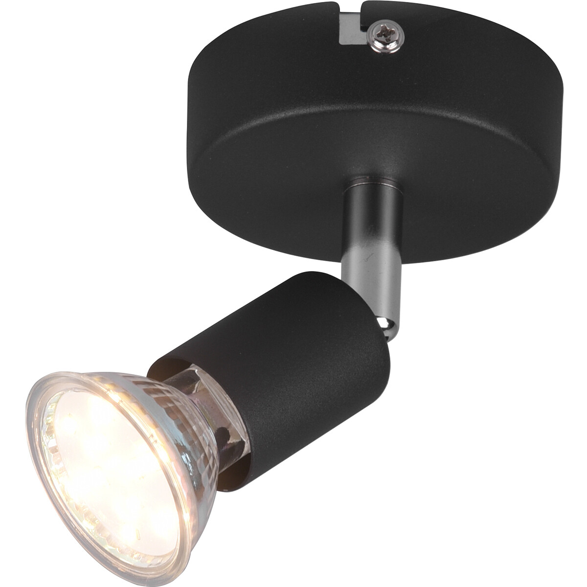 LED Wandspot - Trion Pamo - GU10 Fitting - 1-lichts - Rond - Mat Zwart - Aluminium product afbeelding