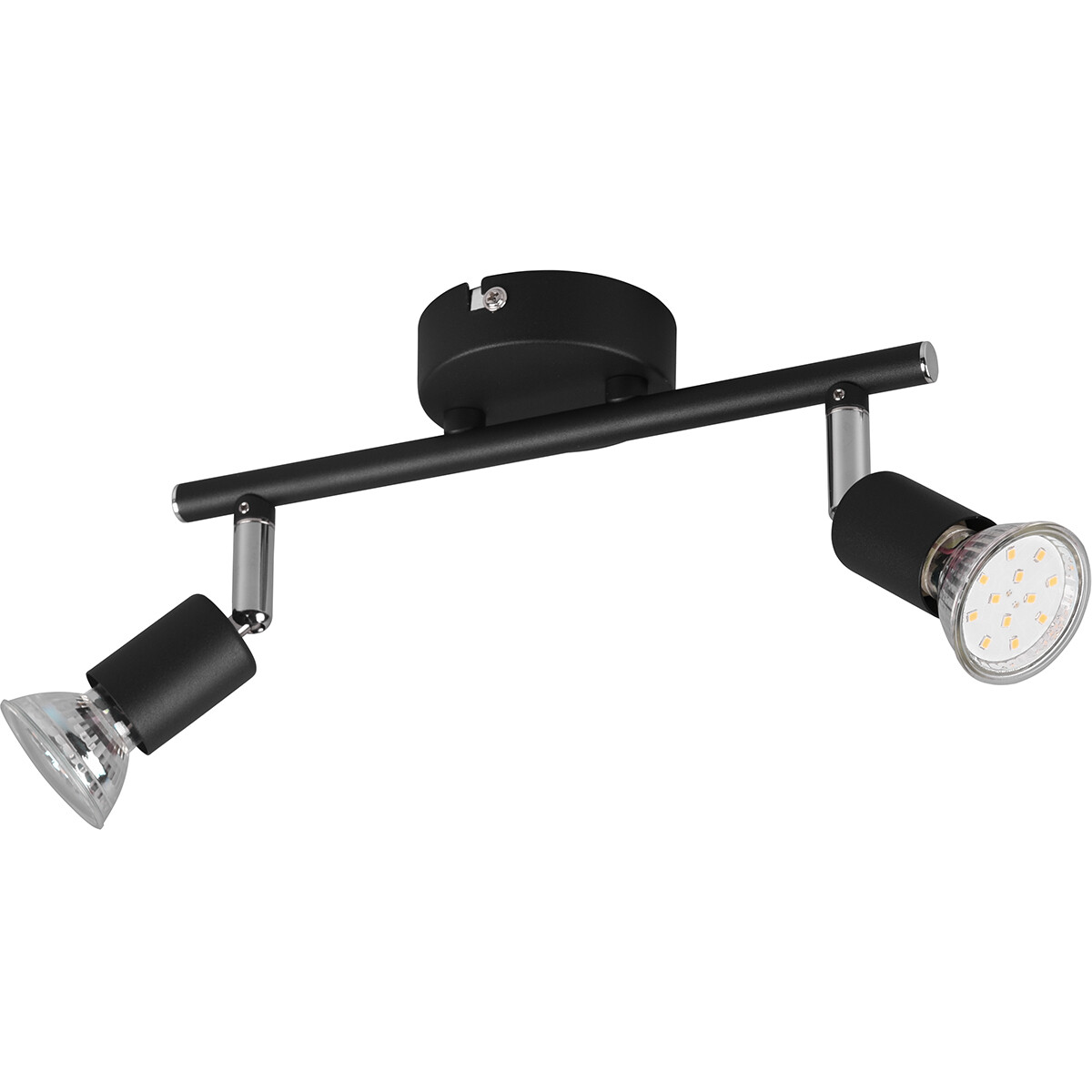 LED Plafondspot - Trion Pamo - GU10 Fitting - 2-lichts - Rond - Mat Zwart - Aluminium