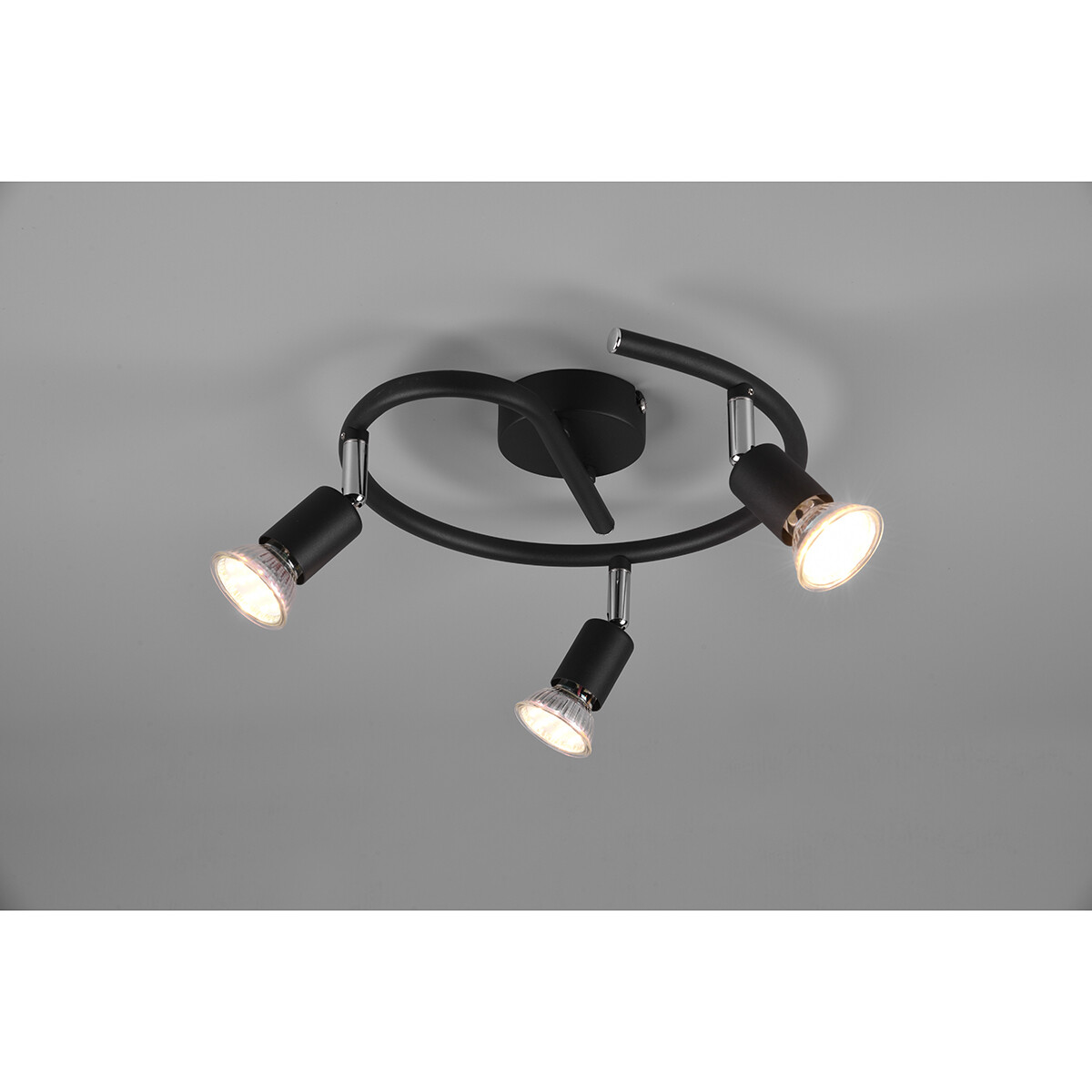 LED Plafondspot - Trion Pamo - GU10 Fitting - 3-lichts - Rond - Mat Zwart - Aluminium