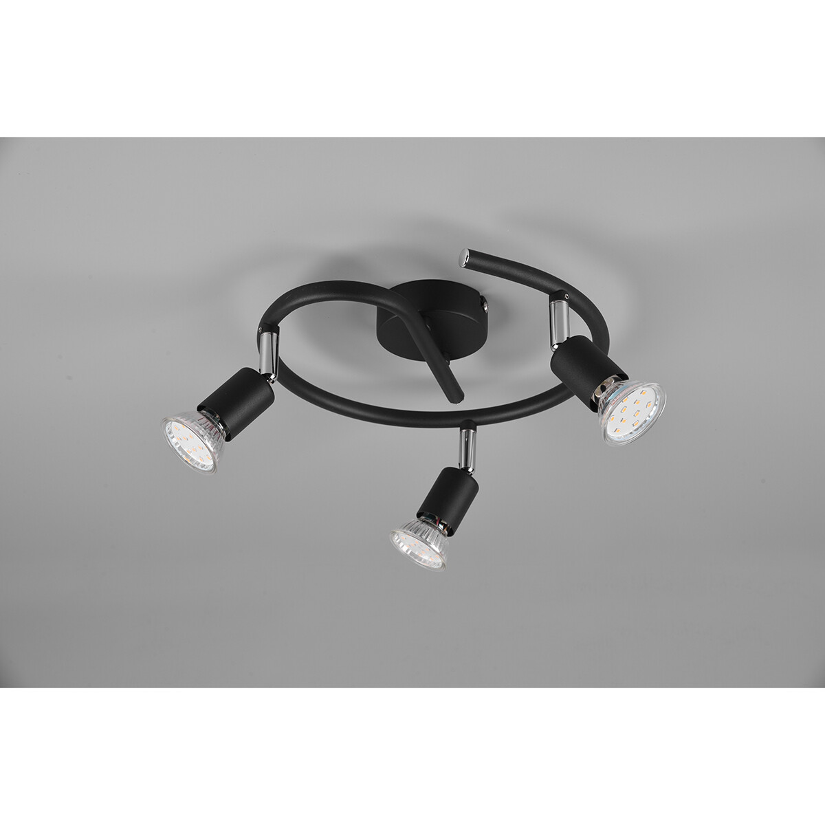 LED Plafondspot - Trion Pamo - GU10 Fitting - 3-lichts - Rond - Mat Zwart - Aluminium