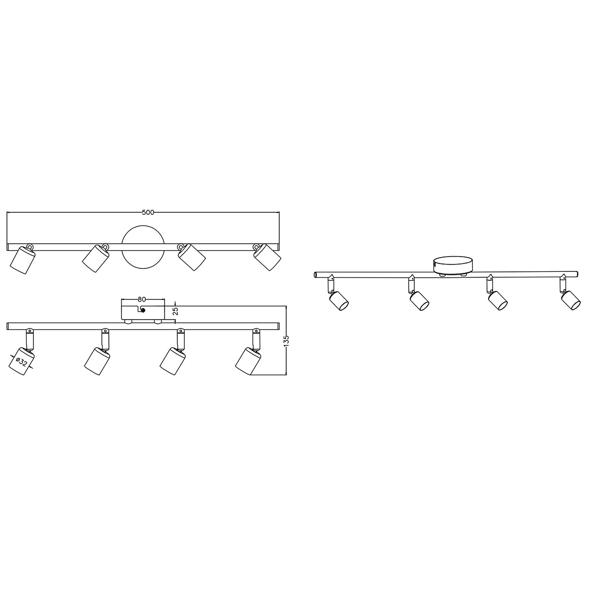 LED Plafondspot - Trion Pamo - GU10 Fitting - 4-lichts - Rechthoek - Mat Titaan - Aluminium