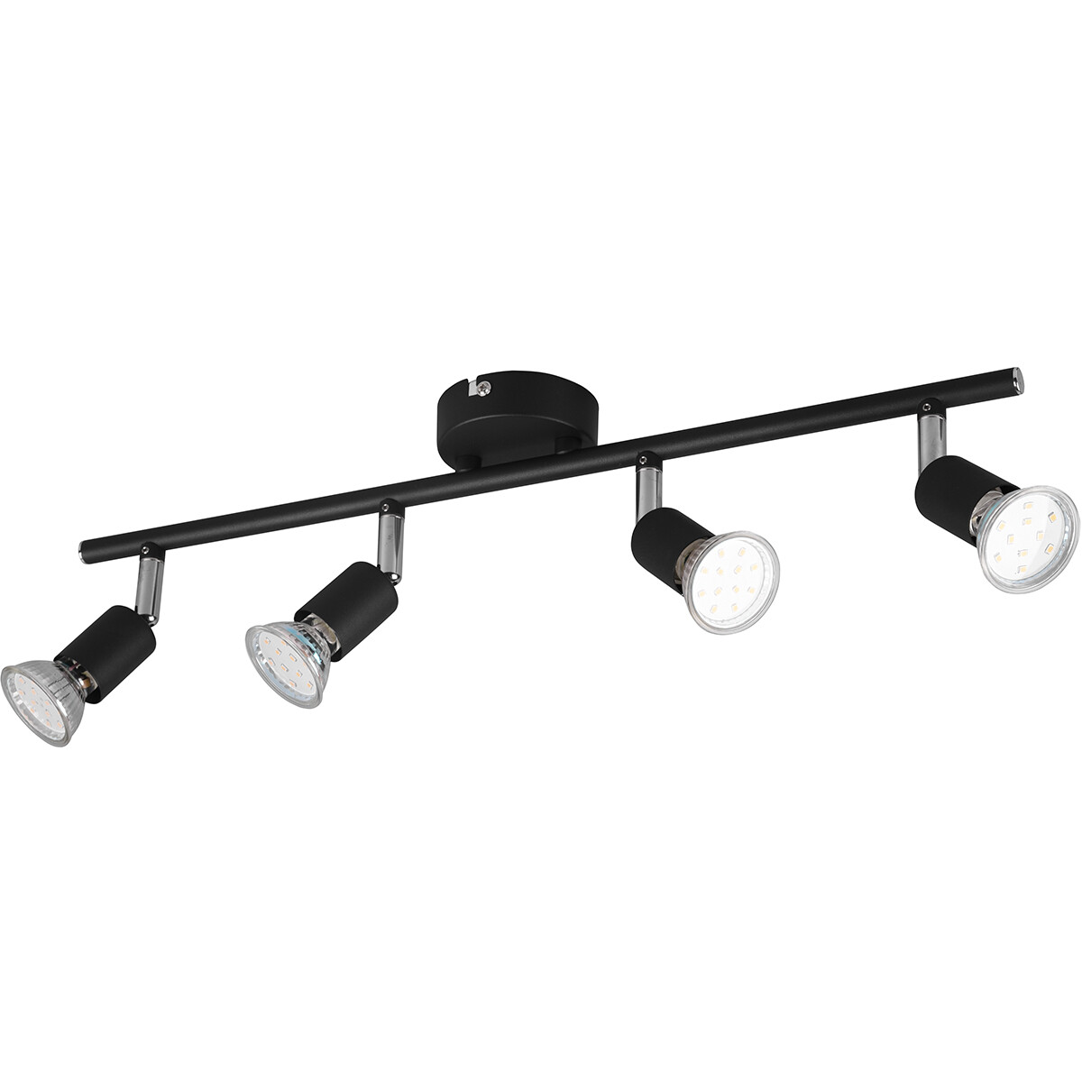 LED Plafondspot - Trion Pamo - GU10 Fitting - 4-lichts - Rond - Mat Zwart - Aluminium