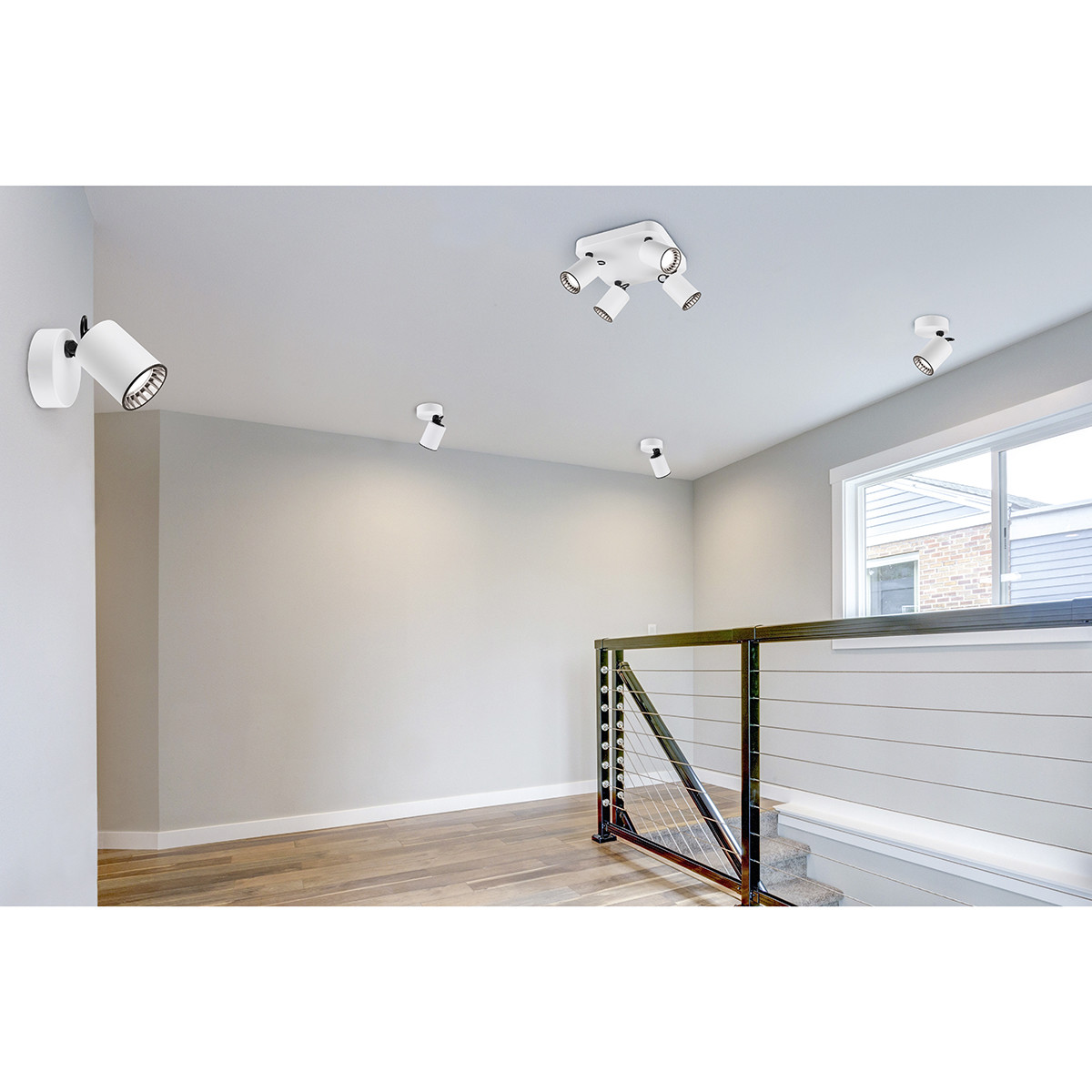 LED Wandspot - Trion Pirlo - GU10 Fitting - 1-lichts - Rond - Mat Wit - Aluminium