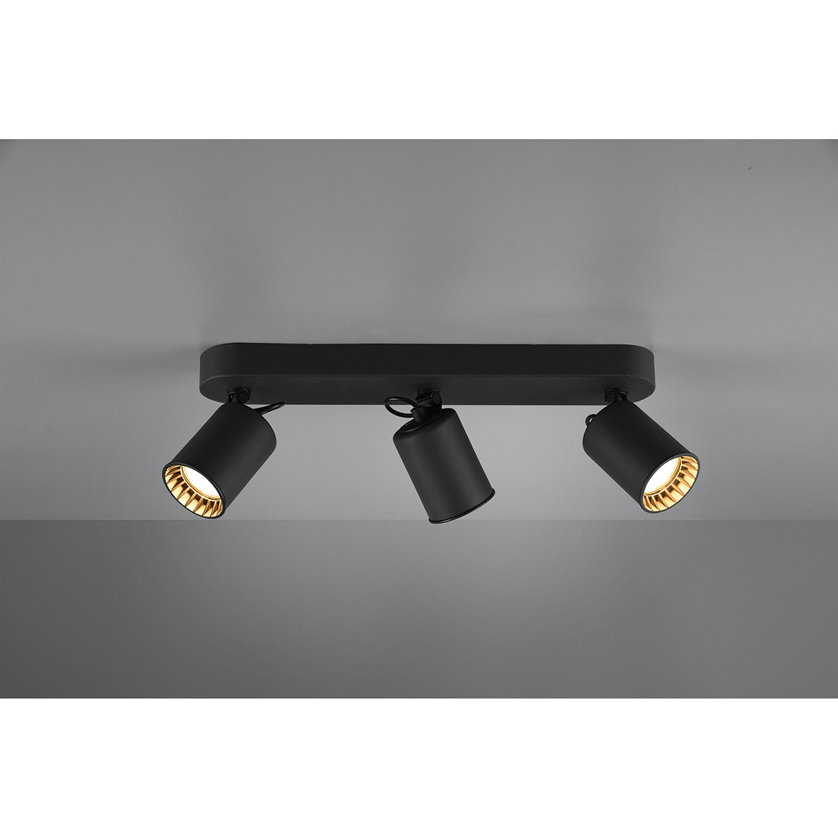 LED Plafondspot - Trion Pirlo - GU10 Fitting - 3-lichts - Rechthoek - Mat Zwart - Aluminium