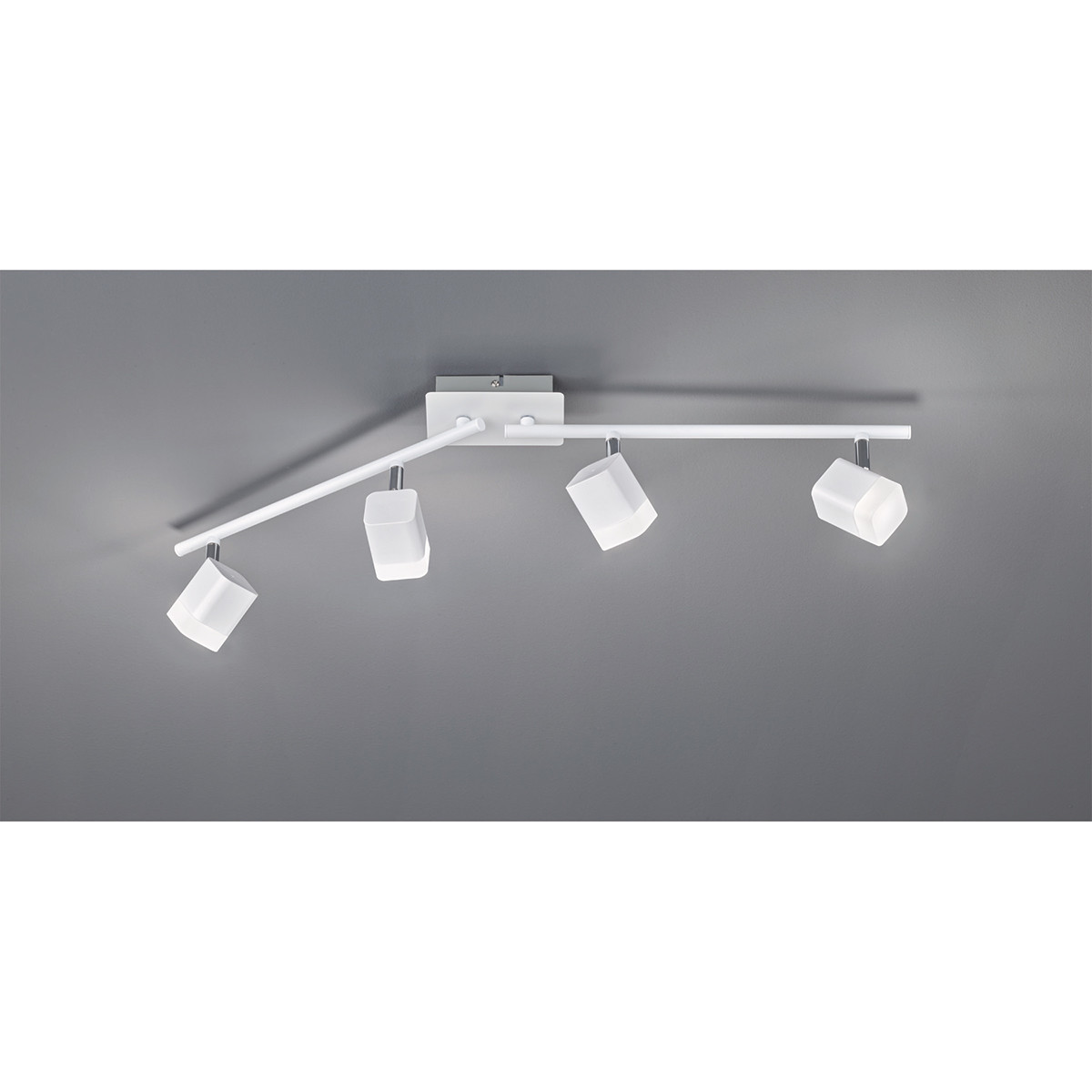 LED Plafondspot - Trion Ribon - 16W - Warm Wit 3000K - 4-lichts - Rechthoek - Mat Wit - Aluminium